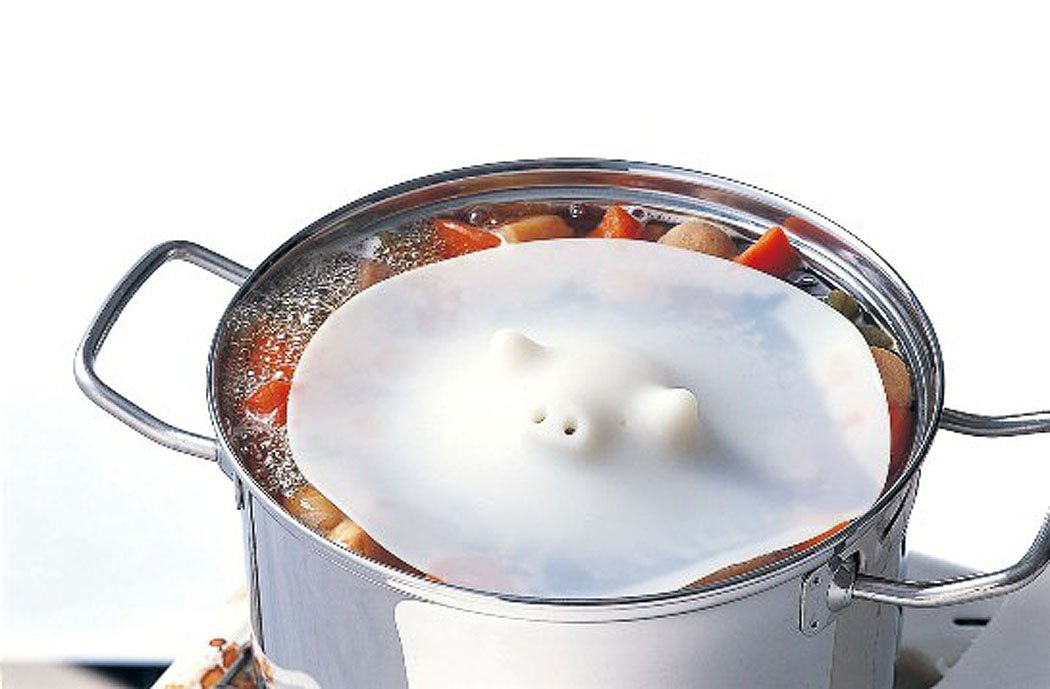 K900 Large Silicone Pig Drop Lid - 8.5 Inches (21.5 cm) - Heat, Microwave & Dishwasher Safe - White Kitchen Accessory for Cooking, Baking & Food Storage