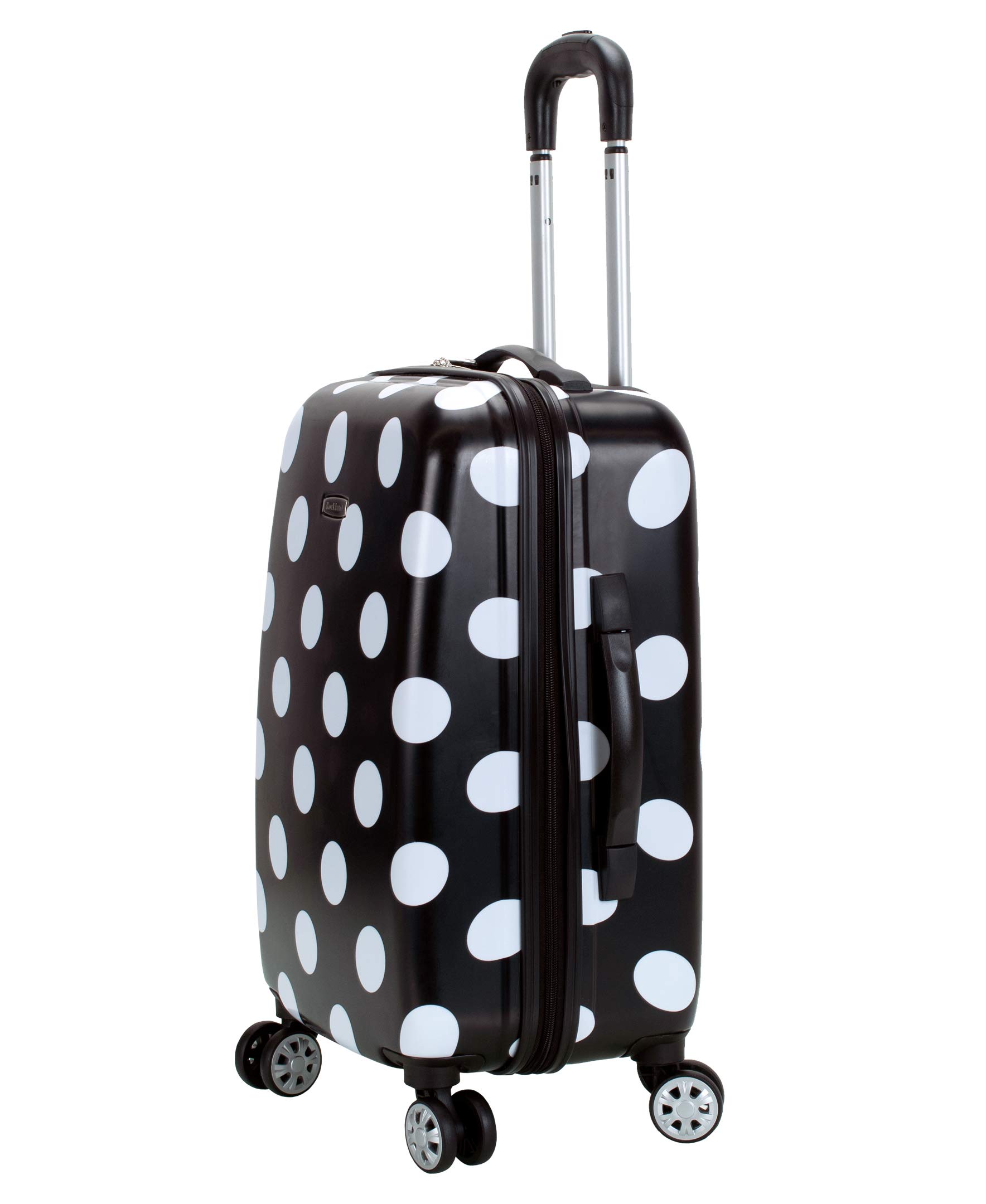 Rockland Laguna Beach Hardside Spinner Wheel Luggage Set - 3-Piece (22/24/28 Inch) Black Dot Design, Lightweight Durable Suitcase for Travel, Business Trips & Vacations
