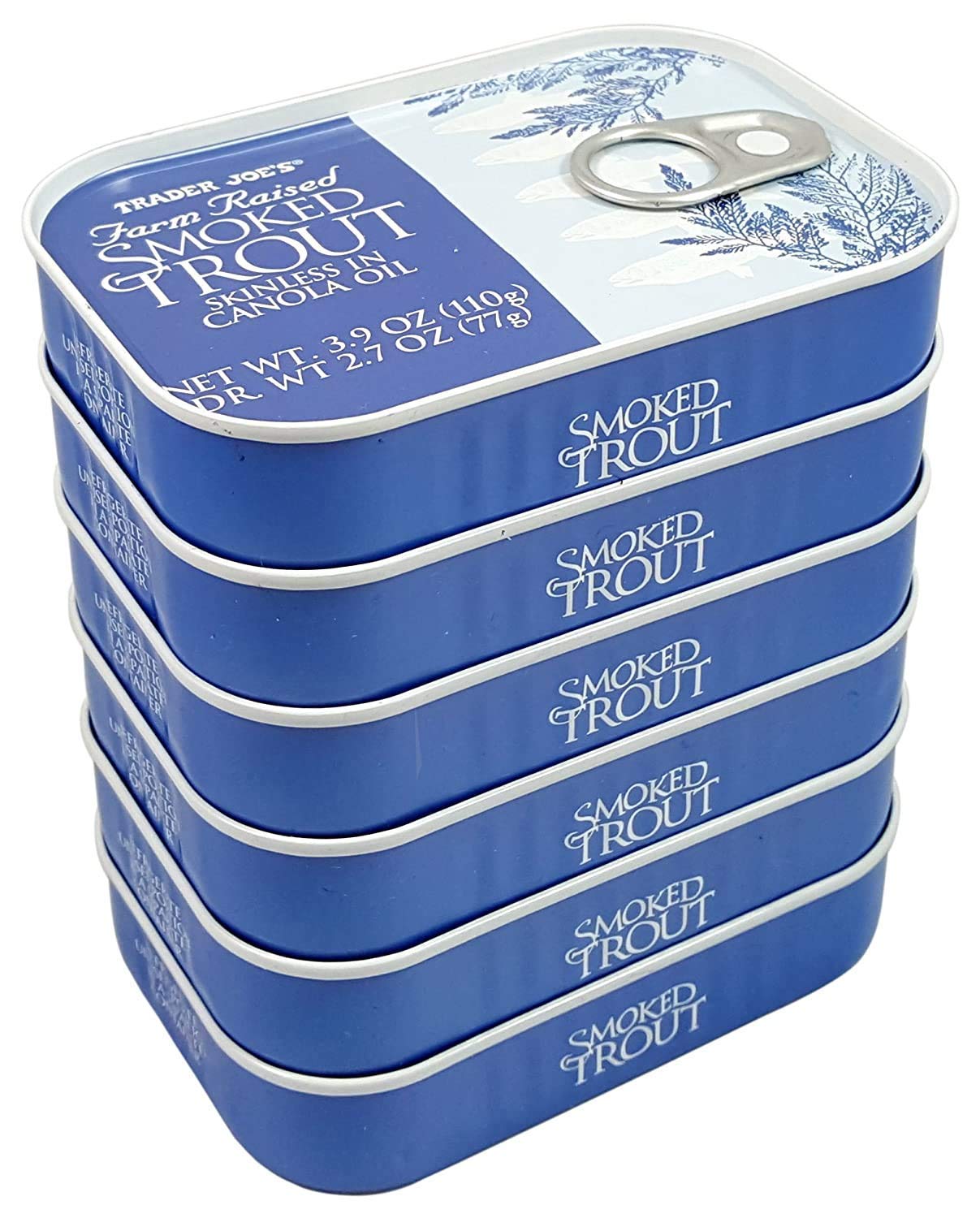 Trader Joe's Smoked Trout Fillets in Oil - Skinless 3.9 oz Tin (6 Pack, Set of 4) | Premium Canned Fish for Salads, Sandwiches & Charcuterie Boards | High Protein Keto & Paleo Snack