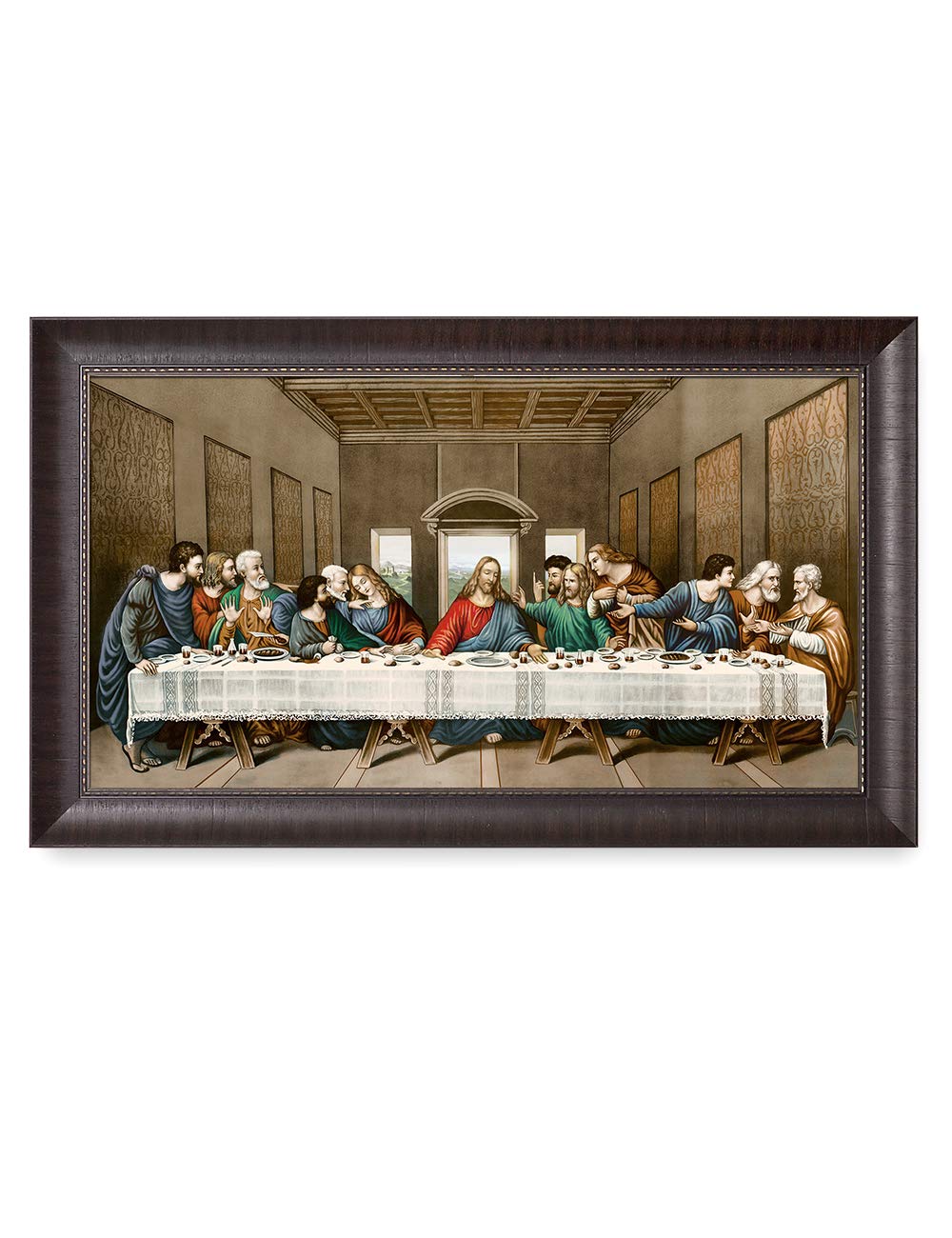 DECORARTS - The Last Supper by Leonardo da Vinci - High Quality Oil Painting Reproduction on Canvas - Giclee Art Print - Framed Wall Art Ready to Hang (34x20 inches) - Perfect for Living Room, Dining Room, Office & Home Decor