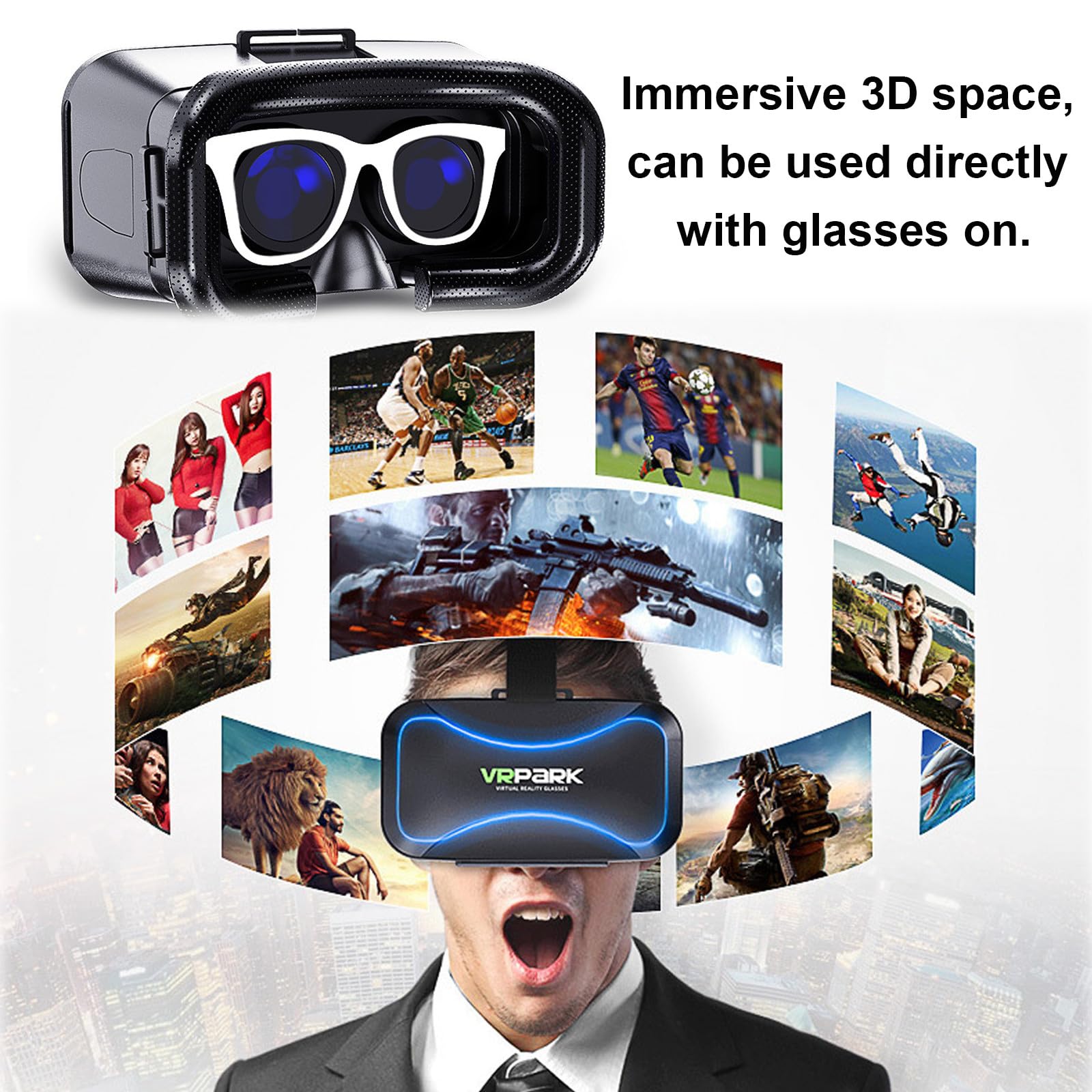 VR Headset for iPhone & Android - Anti-Blue Light 3D Virtual Reality Glasses with Controller | Compatible with 4.5-6.7 Inch Phones | Perfect for Mobile Gaming, 3D Movies & Immersive Entertainment