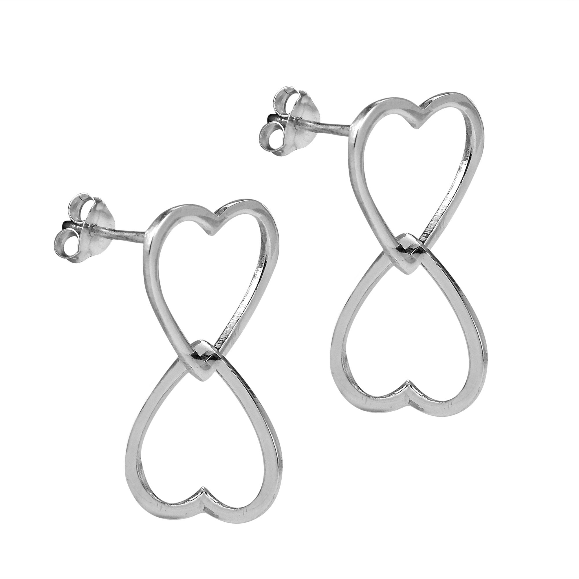 AeraVida .925 Sterling Silver Double Heart Stud Earrings for Women | Unique Tangle Heart Design | Hypoallergenic & Tarnish-Resistant | Perfect for Valentine's Day, Anniversary Gifts & Everyday Wear