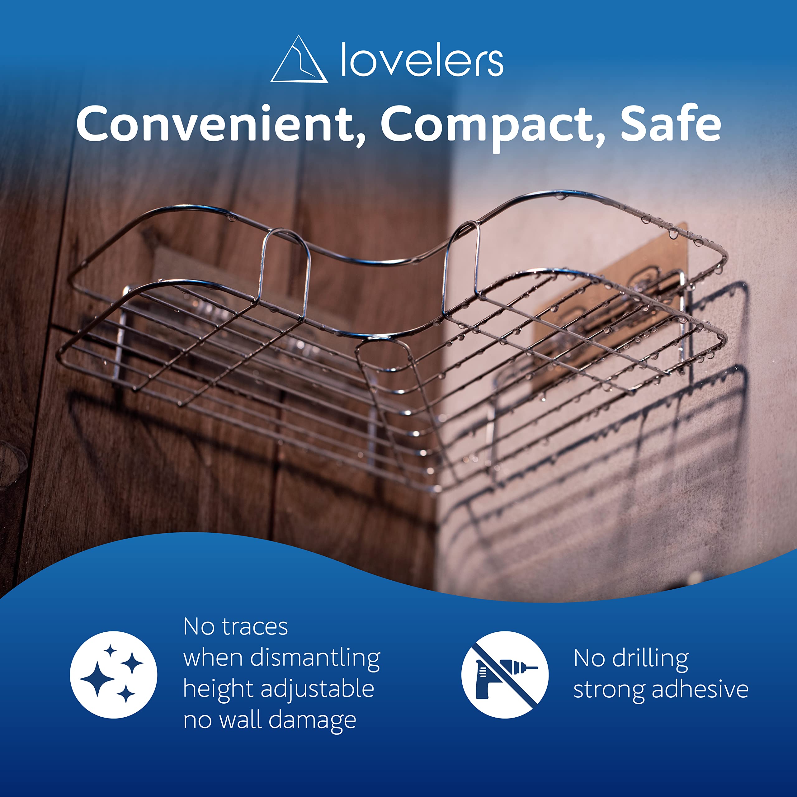 2-Pack Shower Caddy Shelf with Strong Suction Cups, Stainless Steel Bathroom Storage Organizer for Razor, Shampoo & Soap - No Drilling Adhesive, Fits 90 Degree Right Angle Corners - Perfect for Bathroom, Kitchen & Laundry Room Organization (Silver)