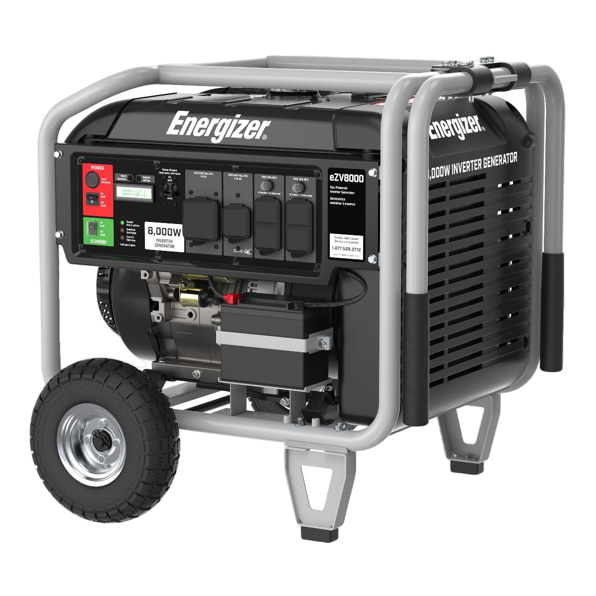 Energizer eZV8000 6500W/8000W Portable Gas Powered Inverter Generator with Electric Start - Perfect for Camping, RV Trips & Emergency Power Backup