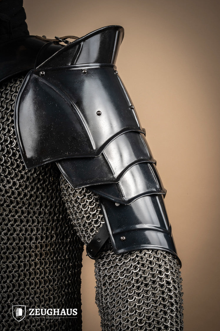 Pauldrons with Bladebreakers Champion Burnished - Premium Shoulder Armor for Cosplay, LARP & Medieval Reenactment | Perfect for Renaissance Fairs & Fantasy Costumes