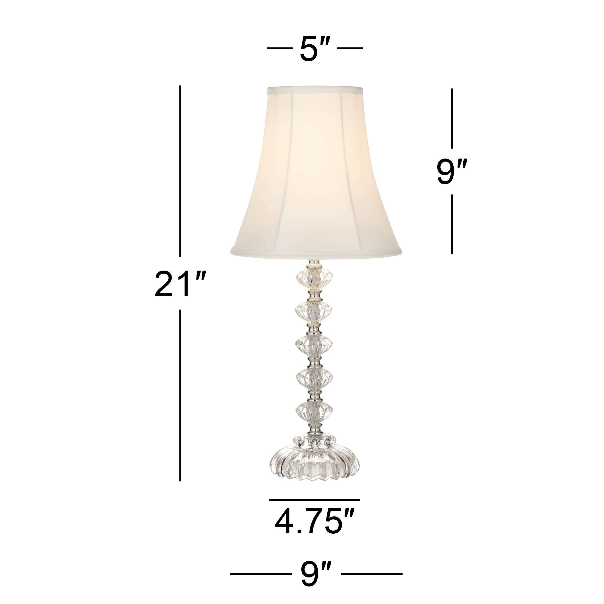360 Lighting Bohemian Traditional Cottage Style Accent Table Lamps - Set of 2 Clear Stacked Glass Off-White Bell Shade Lamps (21