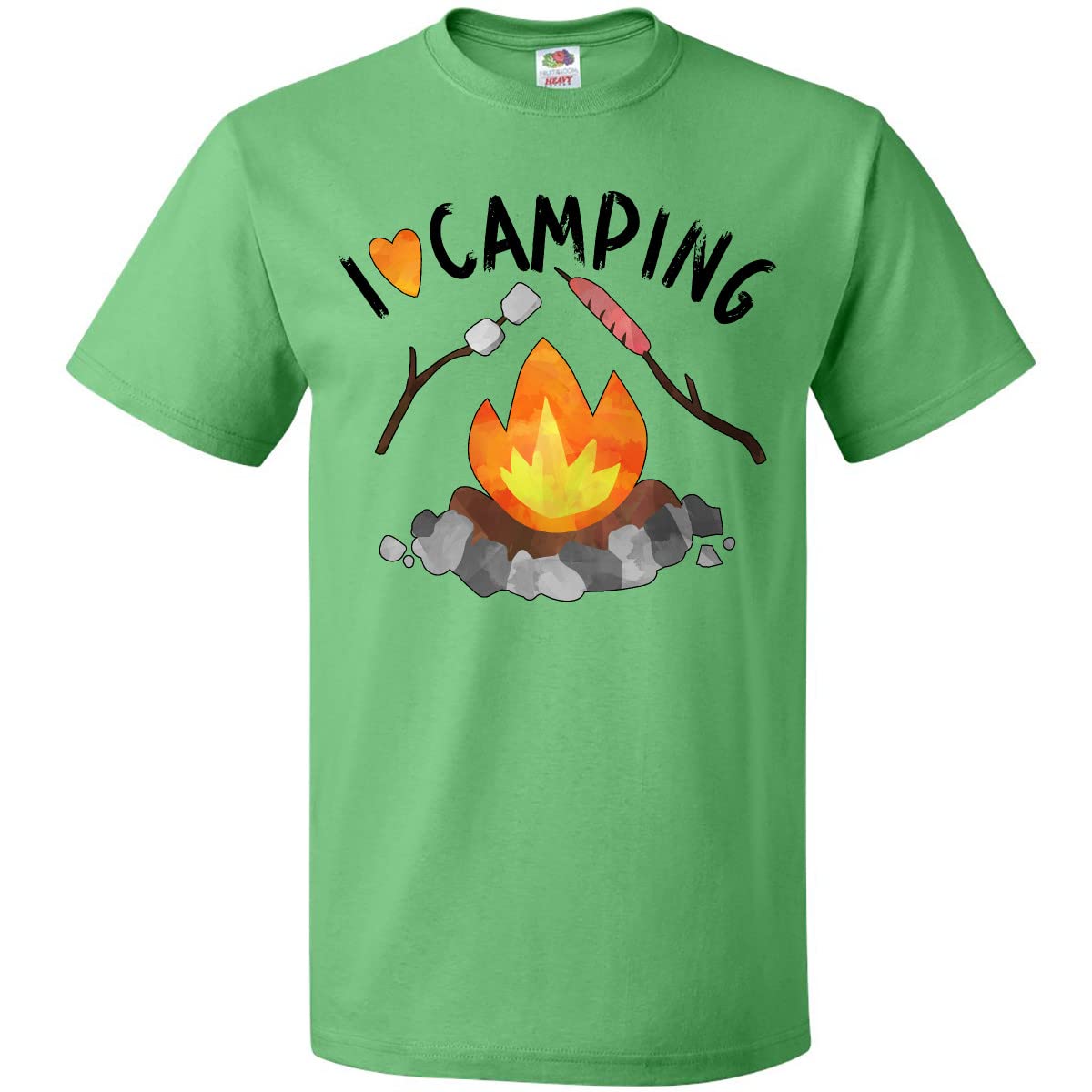 Inktastic I Love Camping T-Shirt with Campfire, Hot Dog & Marshmallows Design - Perfect for Outdoor Adventures, Hiking & Camping Trips