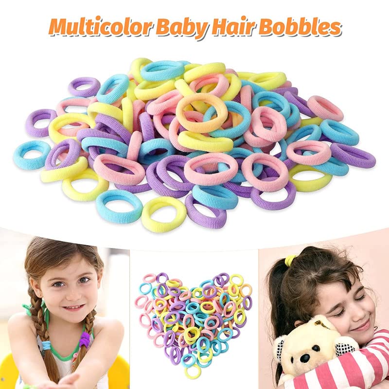 BELICIA 100 PCS Baby Hair Ties - Soft Elastic Hair Bands for Toddlers & Kids - Seamless Mini Hair Elastics for Gentle Ponytails (Perfect for Daily Use, School, Playtime & Special Occasions)