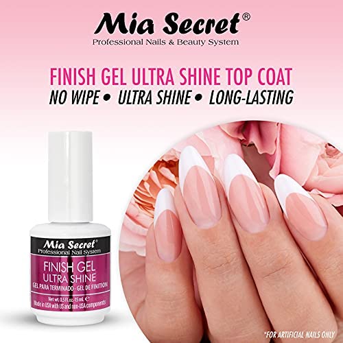 Mia Secret Finish Gel Mini Top Coat for Gel & Acrylic Nails - Ultra Shine High Gloss Top Coat for Artificial Nails (3-Pack) - Perfect for Salon & DIY Manicures at Home