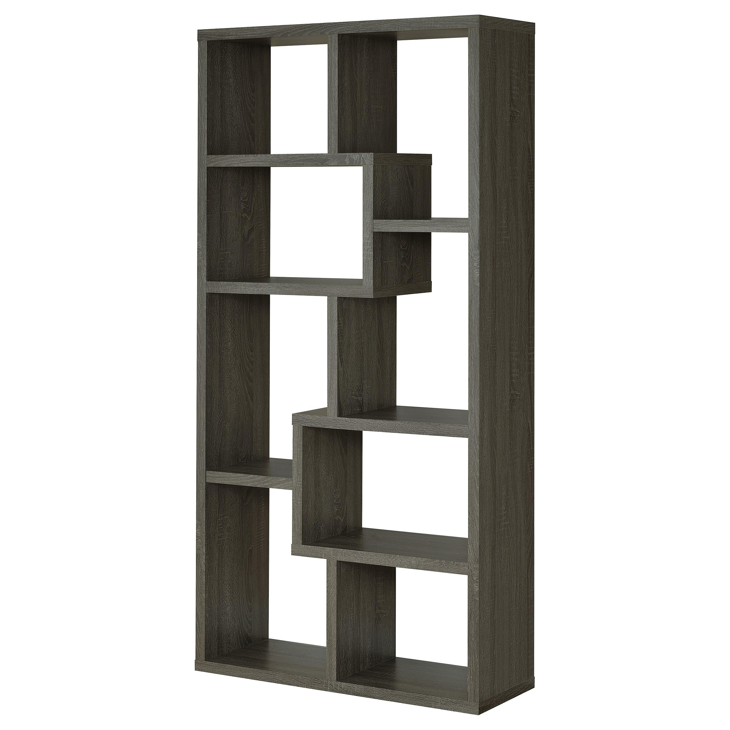 Coaster FINE Furniture 5-Tier Rectangular Bookcase - Weathered Grey Finish, Modern Bookshelf for Living Room, Office & Bedroom Storage & Organization