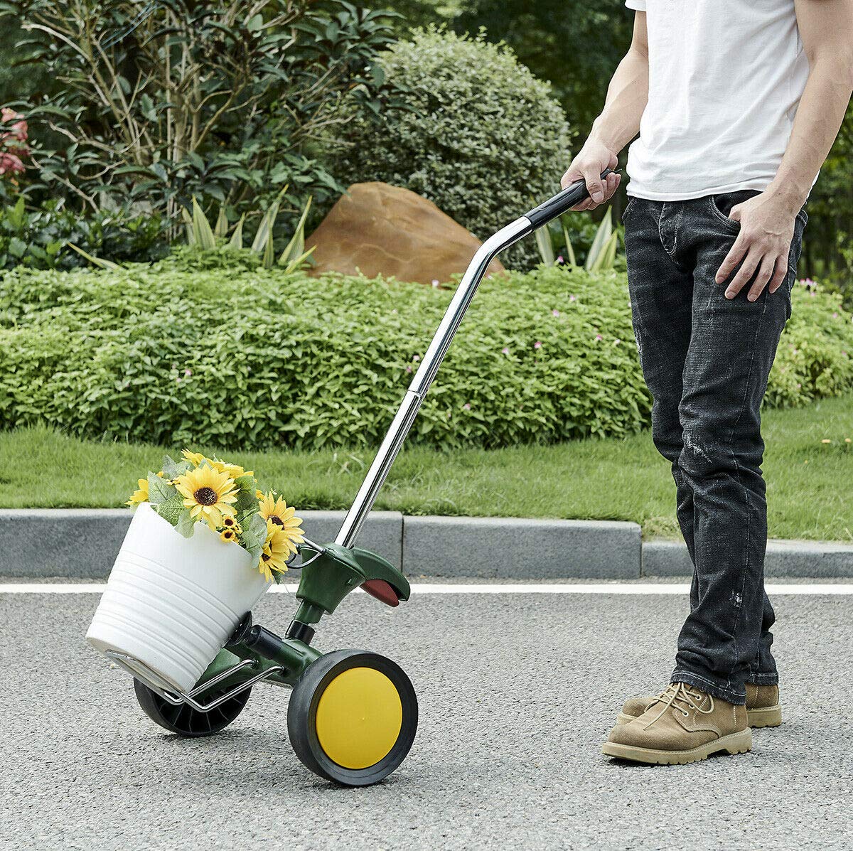 NEW Potted Plant Mover Roller - Heavy Duty Rolling Trolley for Moving Large Plants & Pots | Indoor/Outdoor Garden Caddy Dolly | Green | Jikkolumlukka | Perfect for Home Gardening, Landscaping & Nursery Use