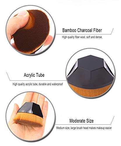 **Petal-Shaped Kabuki Foundation Brush - Soft Vegan Makeup Brush for Liquid & Cream Foundation - Pink & Black - Perfect for Flawless Blending & Airbrush Finish**    *(Ideal for Daily Makeup, Professional Contouring, and Travel-Friendly Touch-Ups)*