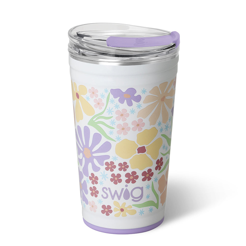 24oz Disposable Plastic Party Cups - Bulk Pack of 50 for Birthday, BBQ, Picnic & Tailgate Events - BPA-Free Fresh Cut Design Cups for Cold Drinks, Beer & Cocktails