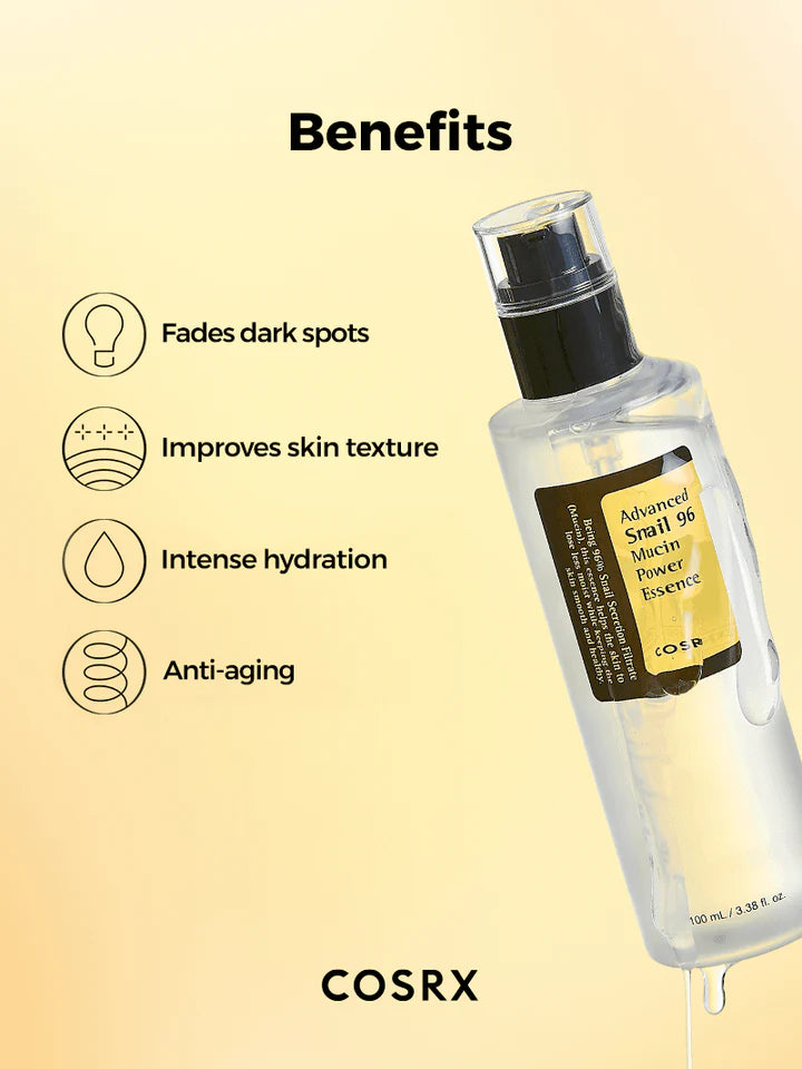 COSRX Advanced Snail 96 Mucin Power Essence 100ml - Korean Skincare for Hydration & Anti-Aging - Perfect for Dry Skin & Nighttime Routine