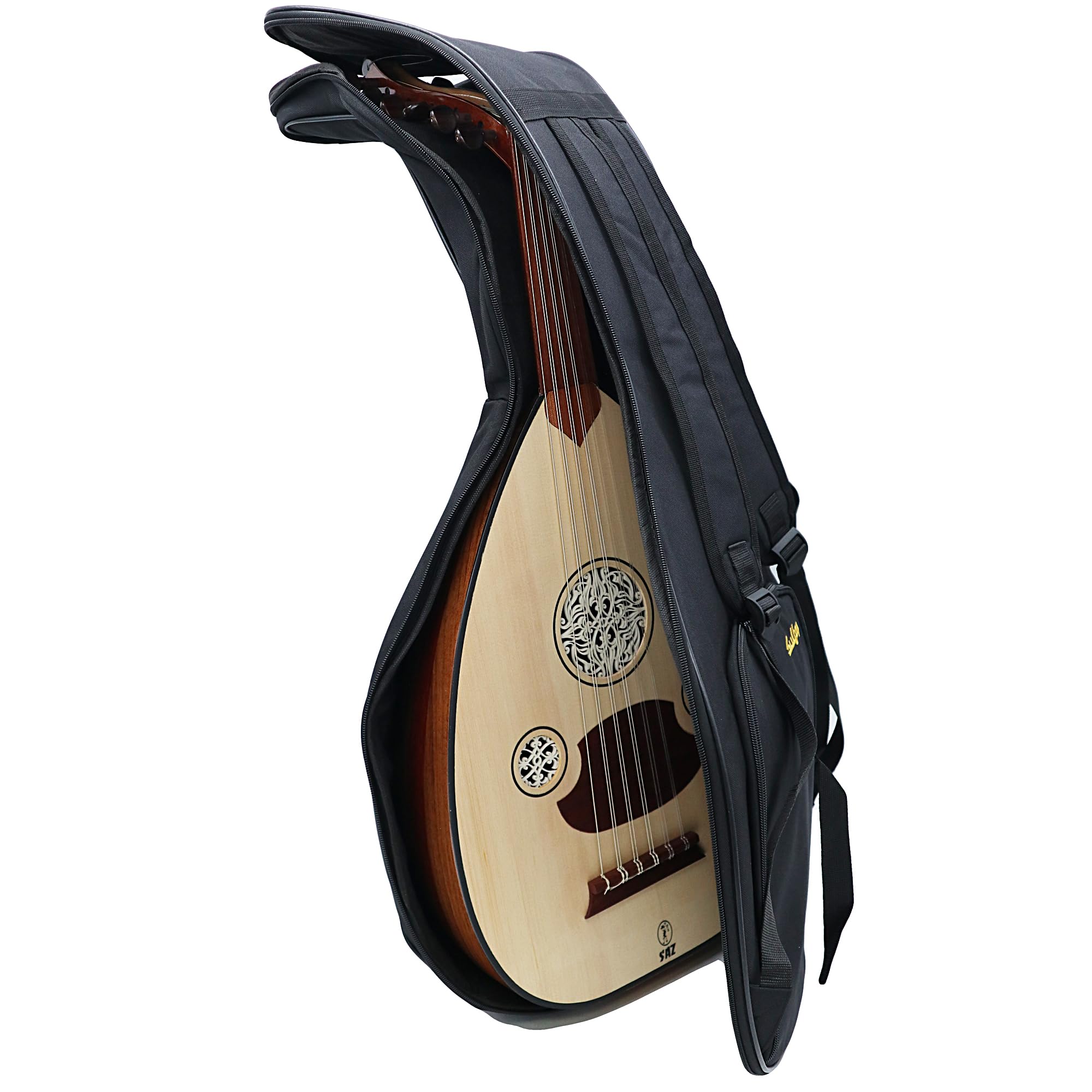 Zaza Percussion - Sultan Deluxe Padded Gig Bag For Oud (Black) - Premium Protective Case for Middle Eastern Lute Instrument - Perfect for Musicians, Travel & Storage