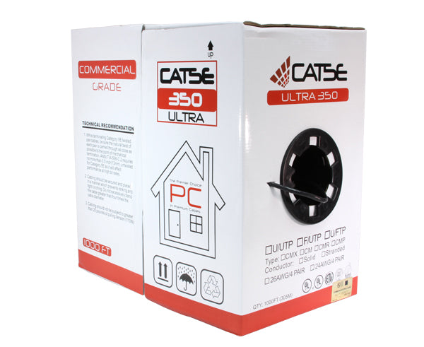 1000FT CAT5E Riser Bulk Ethernet Cable - CMR ETL Certified, Solid Copper UTP 24 AWG for Home & Office Network Installation