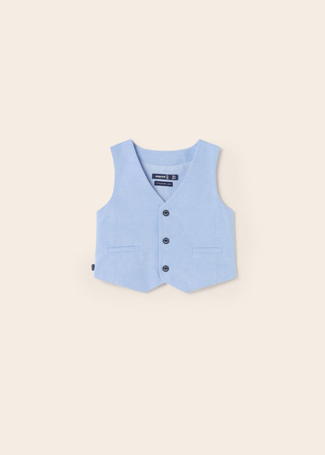 Mayoral Baby Boy's Light Blue Linen Vest - Stylish & Comfortable for Special Occasions, Parties & Family Photos
