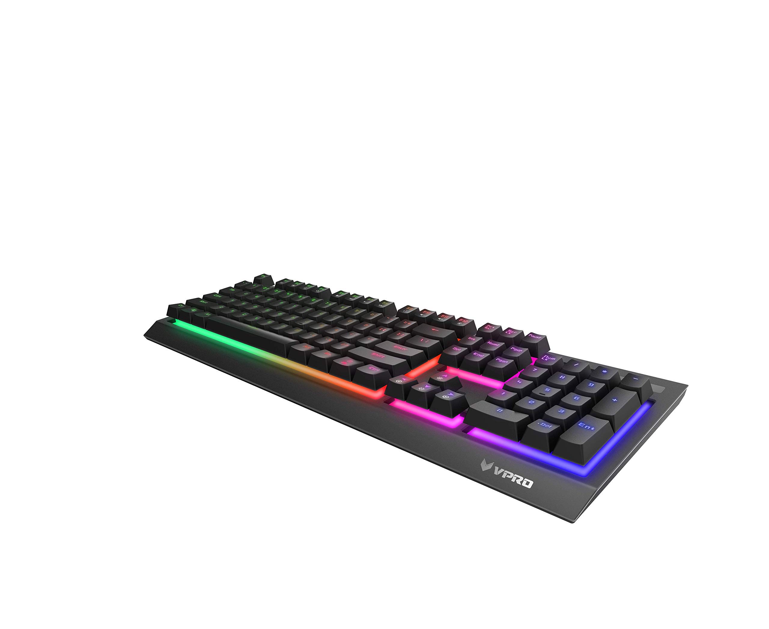 Rapoo V52S Gaming Keyboard - Wired USB Backlit Membrane Keyboard with Ergonomic Design for PC, Mac, Laptop - Black (QWERTY Layout) - Perfect for Gaming, Office Work & Typing