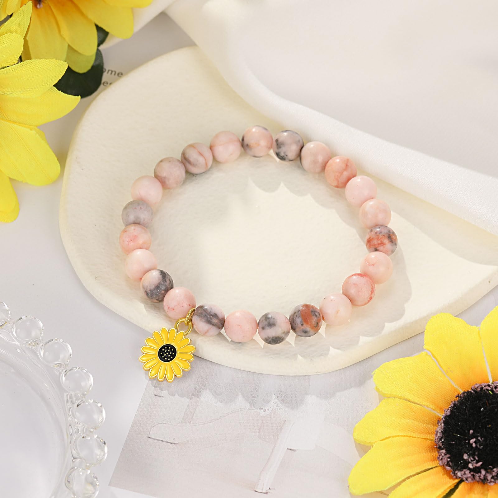 UPROMI Sunflower Bracelet for Women - Dainty Floral Jewelry Gift for Mom, Daughter, Sister - Perfect for Mother's Day, Birthday, Graduation - Ideal for Everyday Wear, Special Occasions & Gift Giving
