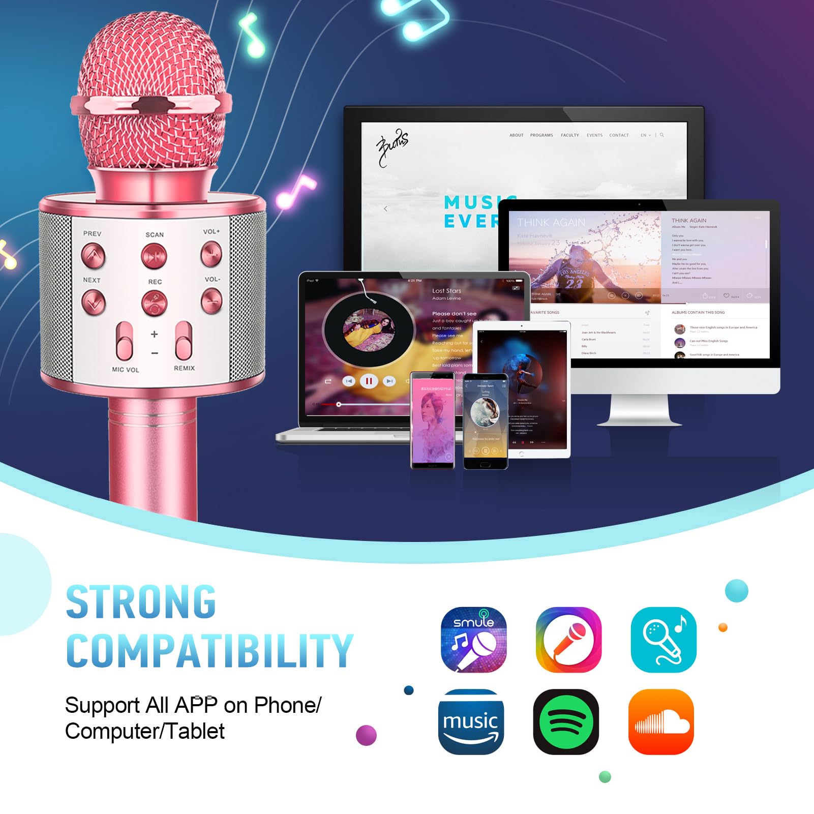 **GeschenPark Kids Wireless Bluetooth Karaoke Microphone Toy - Best Gift for Girls Age 3-12, Perfect for Birthday, Communion & Singing Fun at Home**