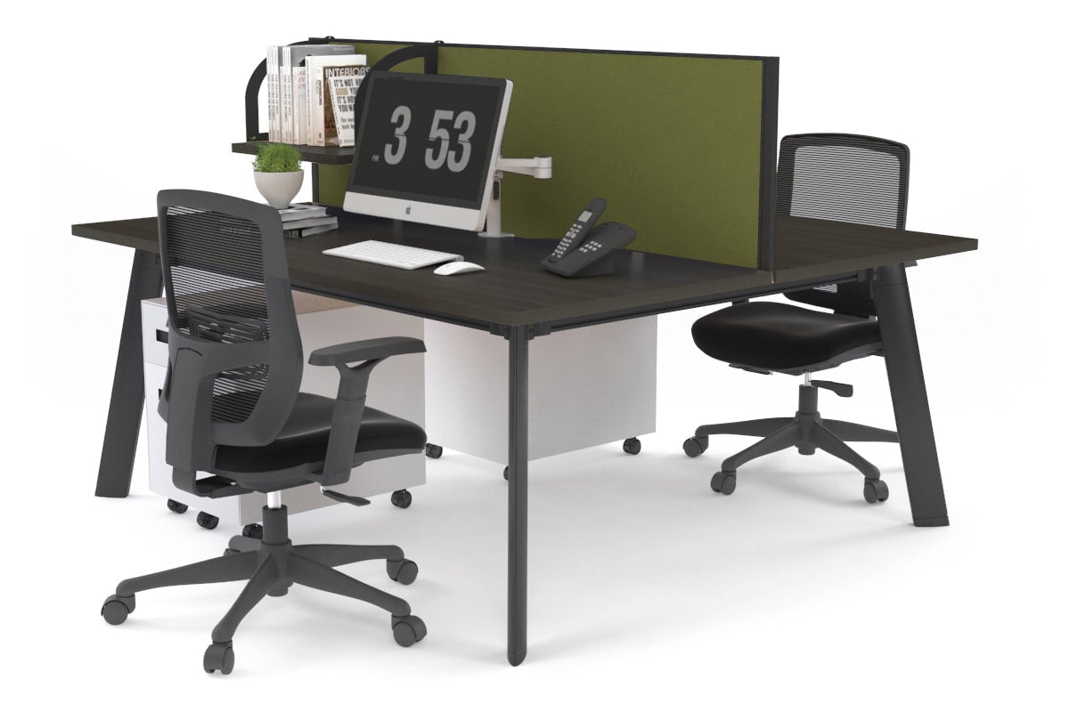2 Person Workstation with Black Frame - 1200L x 800W Office Desk with Cable Management | Perfect for Home Office, Coworking Spaces & Small Business Teams
