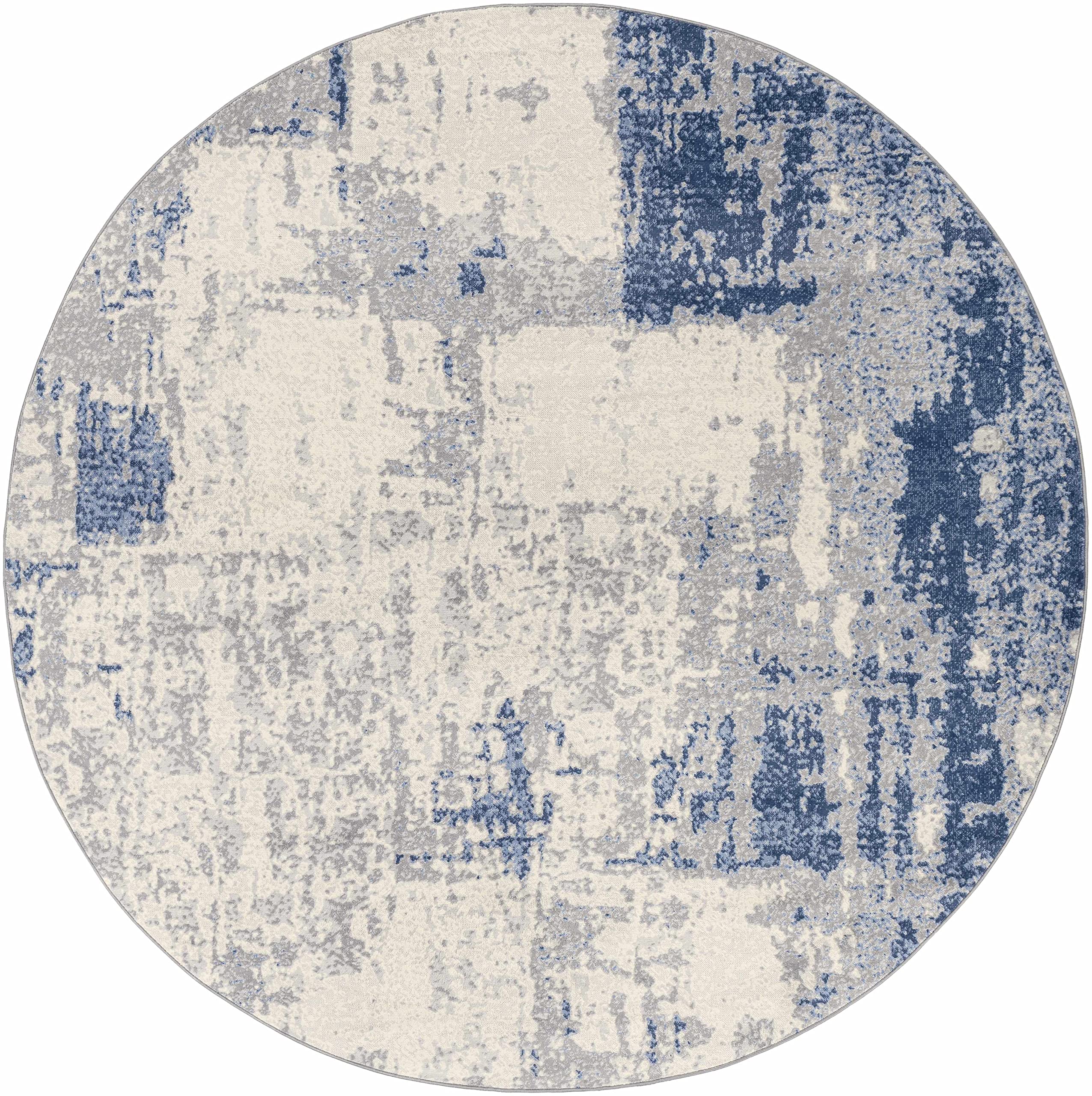 Premium Hauteloom Gerton Modern Area Rug for Living Room & Bedroom - Navy, Gray, Denim - 8'10