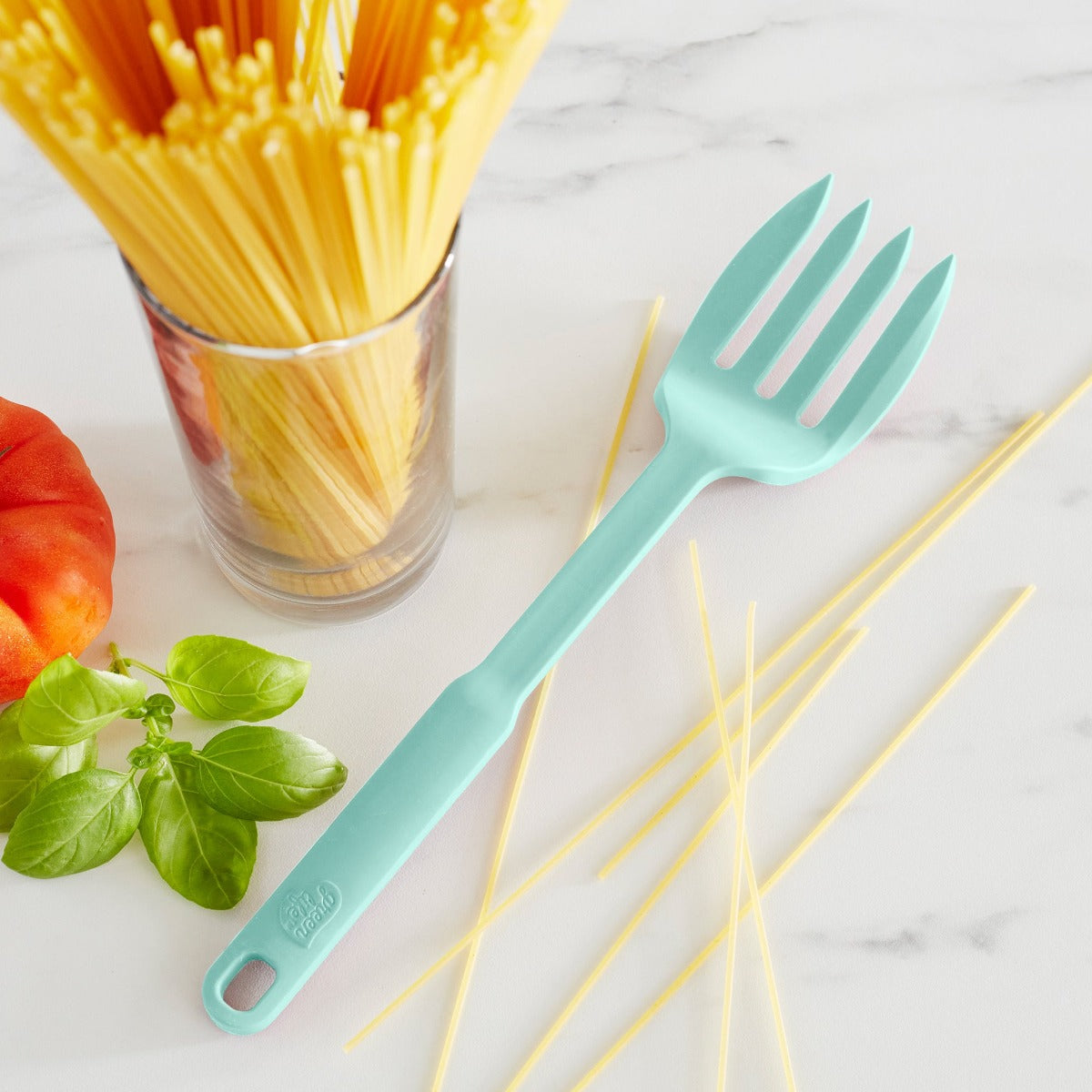 GreenLife 10-in-1 Silicone Cooking Utensil Set with Fork - Turquoise | Non-Slip Heat-Resistant Kitchen Tools for Baking, Grilling & Serving