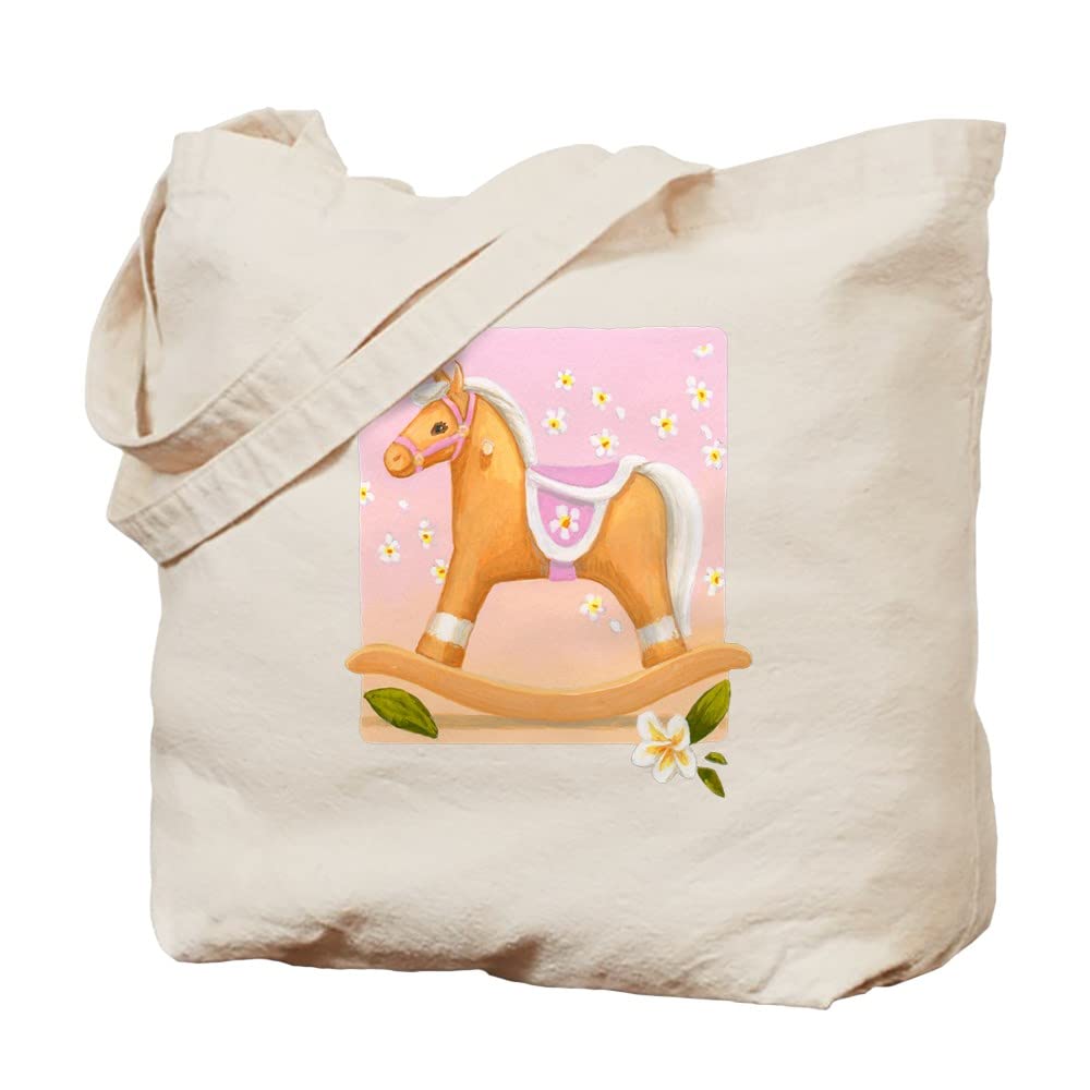 Palomino In Pink Rocking Horse Canvas Tote Bag - Eco-Friendly Reusable Shopping Bag for Groceries, Beach & Everyday Use