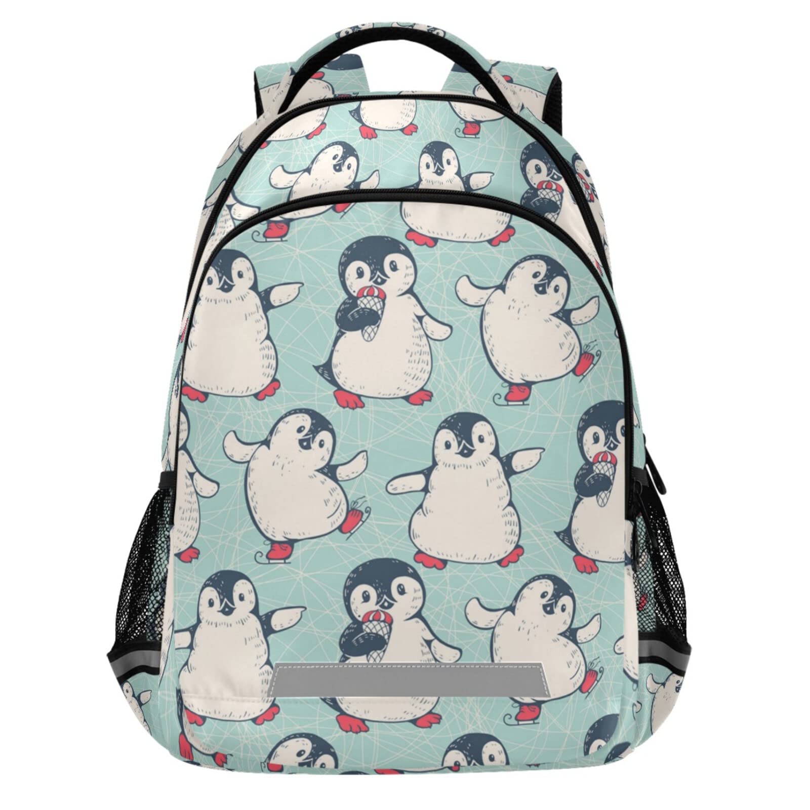 Cute Penguins School Backpack for Boys & Girls - Lightweight Travel Backpack with Wide Comfortable Shoulder Straps & Reflective Strips - Perfect for College, Casual Daypack, Hiking & Outdoor Activities