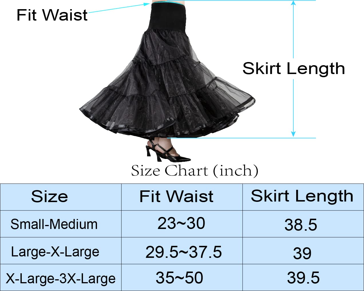 Women's Puffy Tulle Petticoat Skirt - Long Crinoline Underskirt for Wedding Dresses, Prom, Parties & Special Occasions | Perfect for Ball Gowns, Quinceañeras & Formal Events