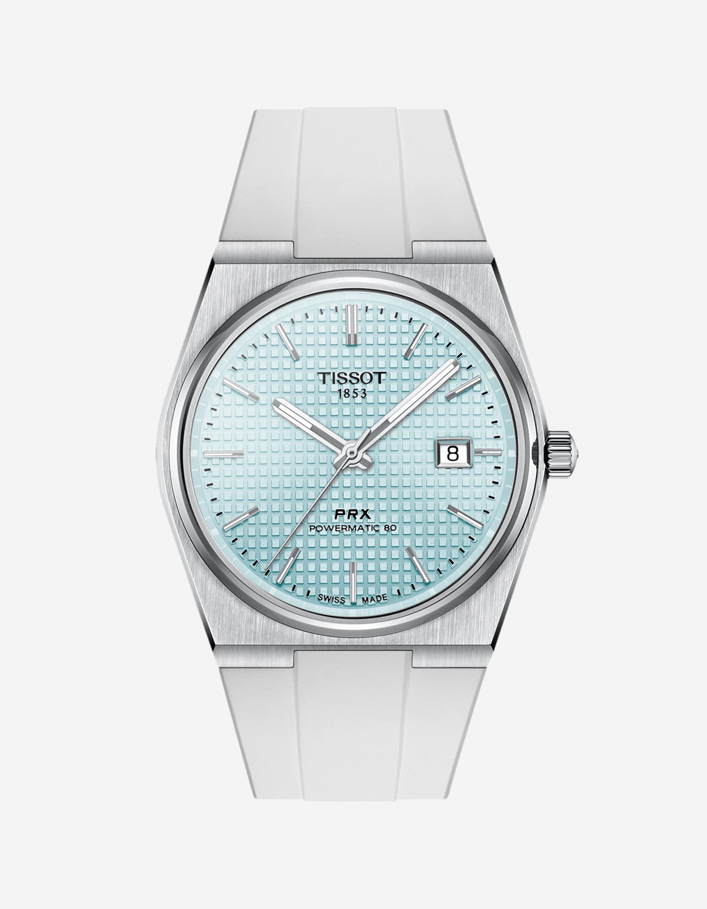 Premium FKM Rubber Watch Band for Tissot PRX Powermatic 80 40mm Ice Blue - Durable Replacement Strap for Sports, Swimming & Everyday Wear