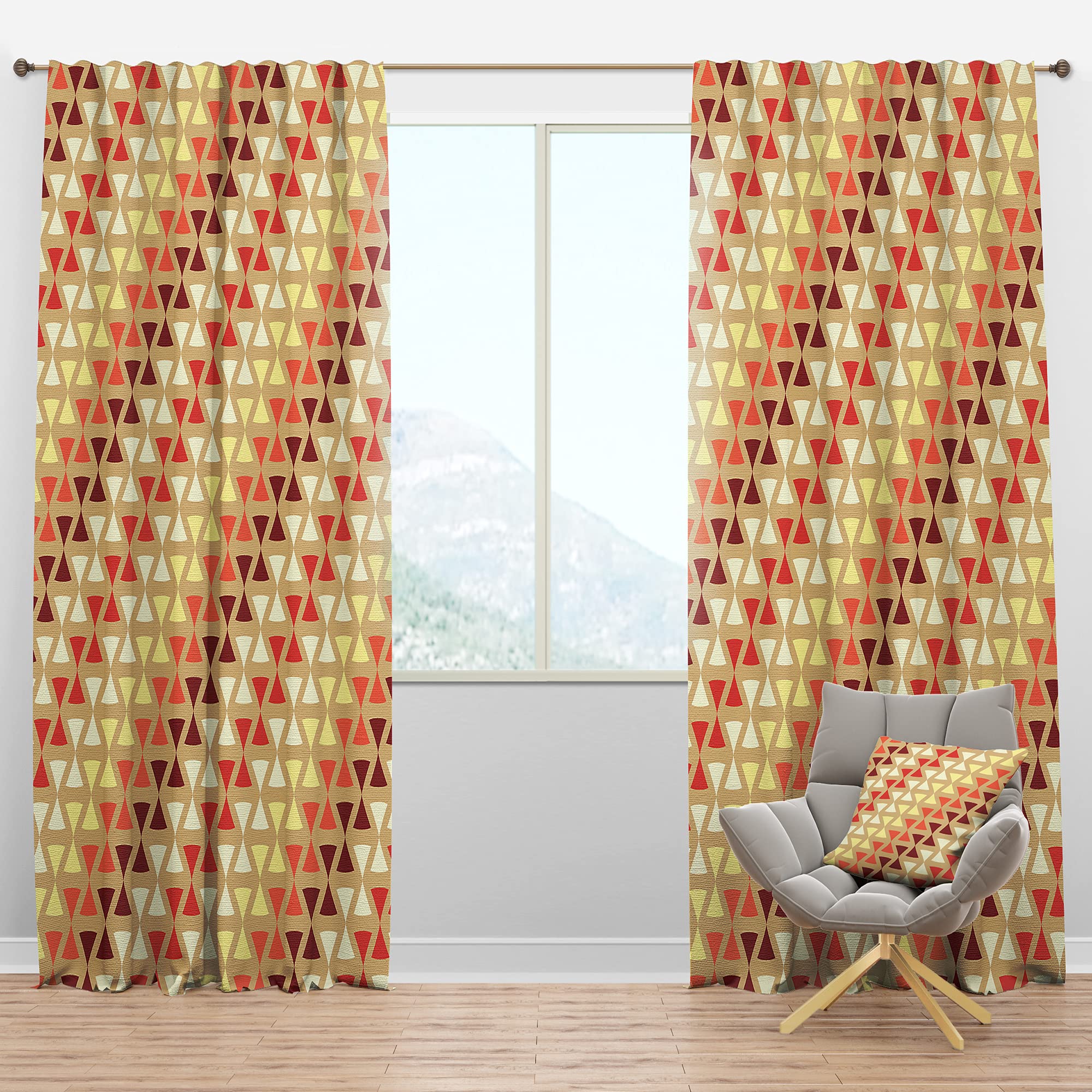 DesignQ Blackout Curtains - Thermal Insulated Triangle Retro Design IX - Single Panel 52x120 Inches - Bedroom & Living Room Window Treatments for Light Blocking & Energy Saving