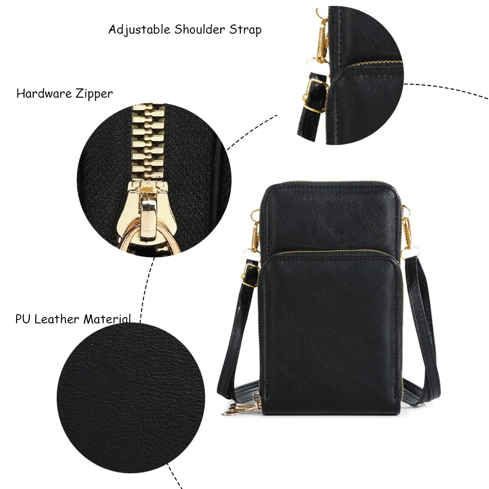 Stylish Leather Crossbody Phone Purse for Women - Multi-Pocket Wallet Bag with Credit Card Slots | Perfect for Travel, Shopping & Everyday Use