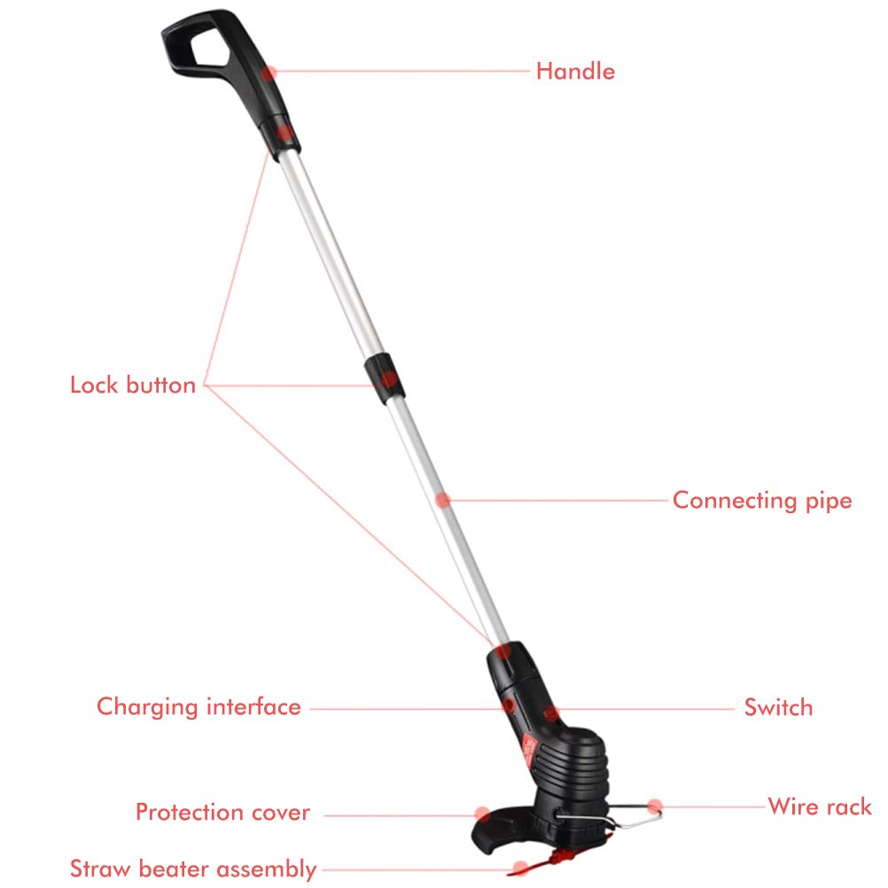 Dan&Dre Newooh Cordless String Trimmer - Lightweight Battery Powered Garden Trimmer with Minimalist Design - Perfect for Lawn Edging, Weed Control & Yard Maintenance (Black)
