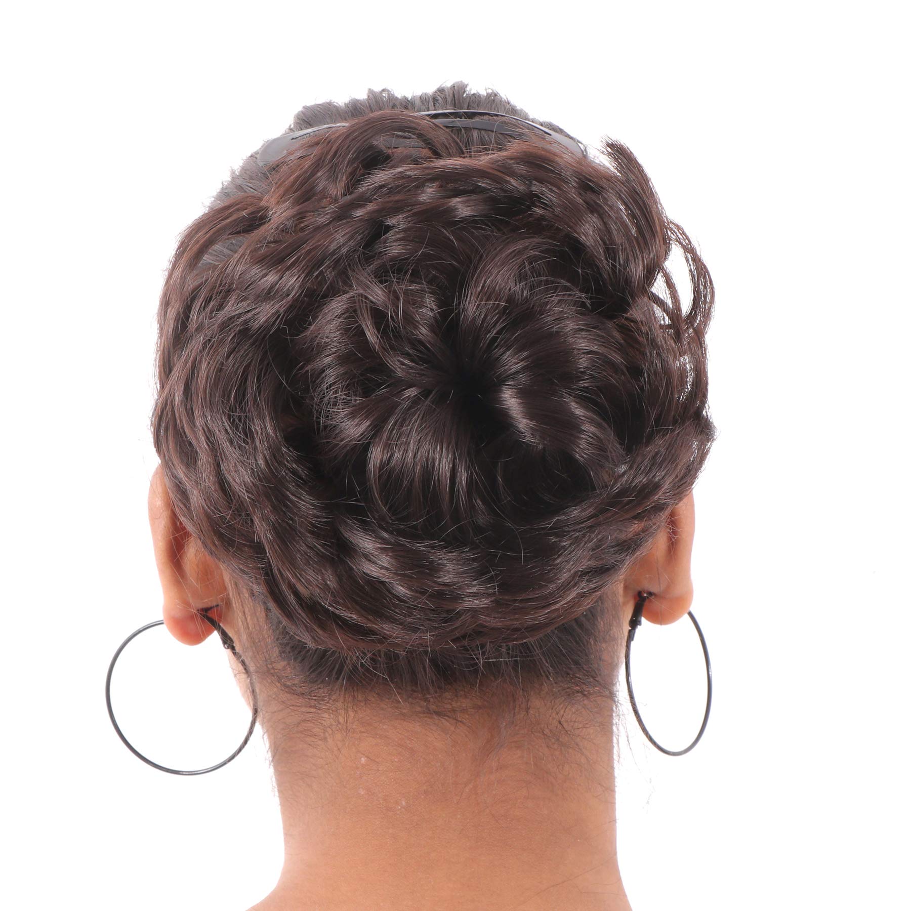 NAVMAV Messy Bun Hairpiece - Synthetic Chignon Hair Extension with Elastic Band | Updo Scrunchies for Women & Girls (Brown, Pack of 1) | Perfect for Parties, Weddings & Everyday Styling