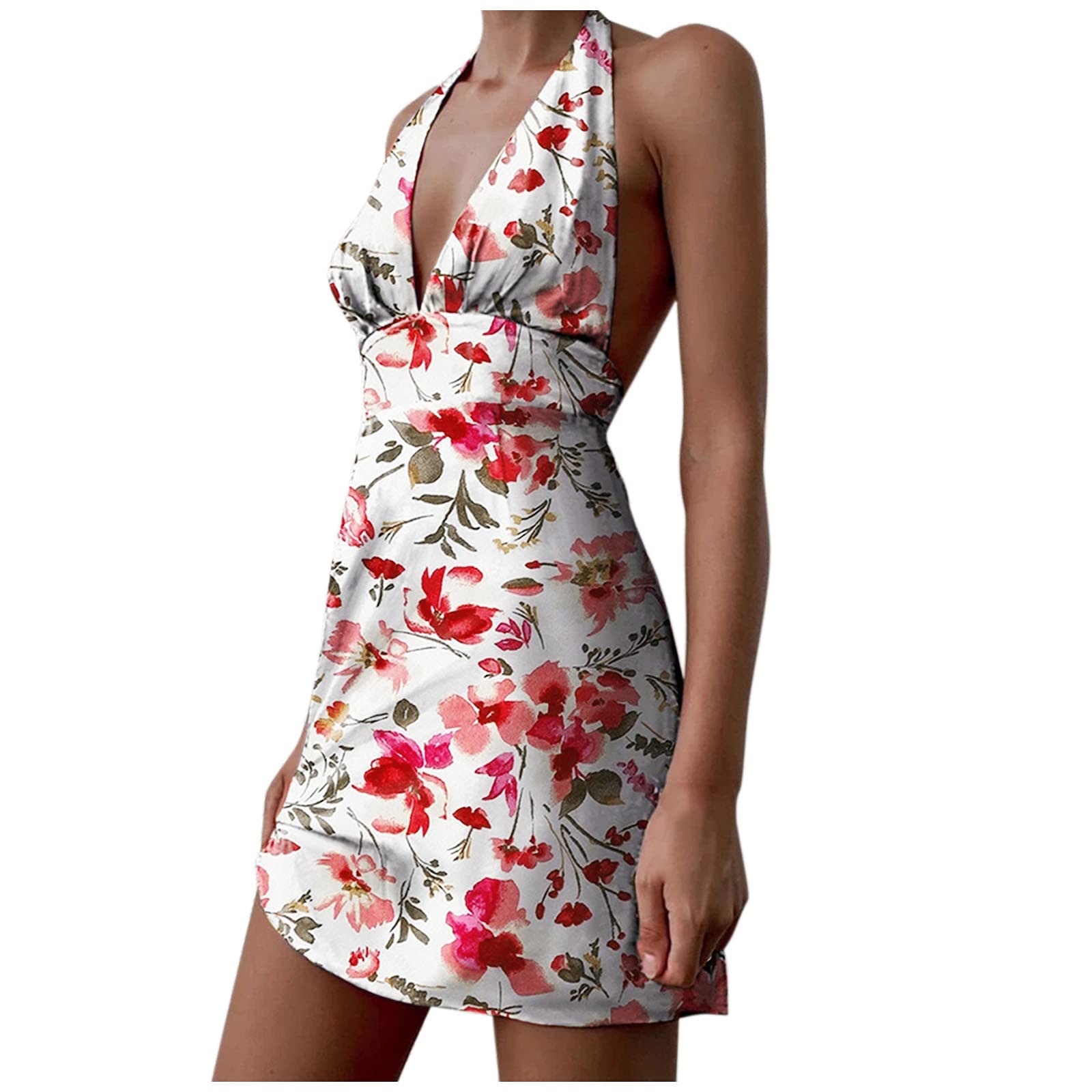 Floral Backless Beach Dress for Women - Sexy Casual Maxi & Mini Printed Dresses for Party, Prom, Vacation & Summer Outfits