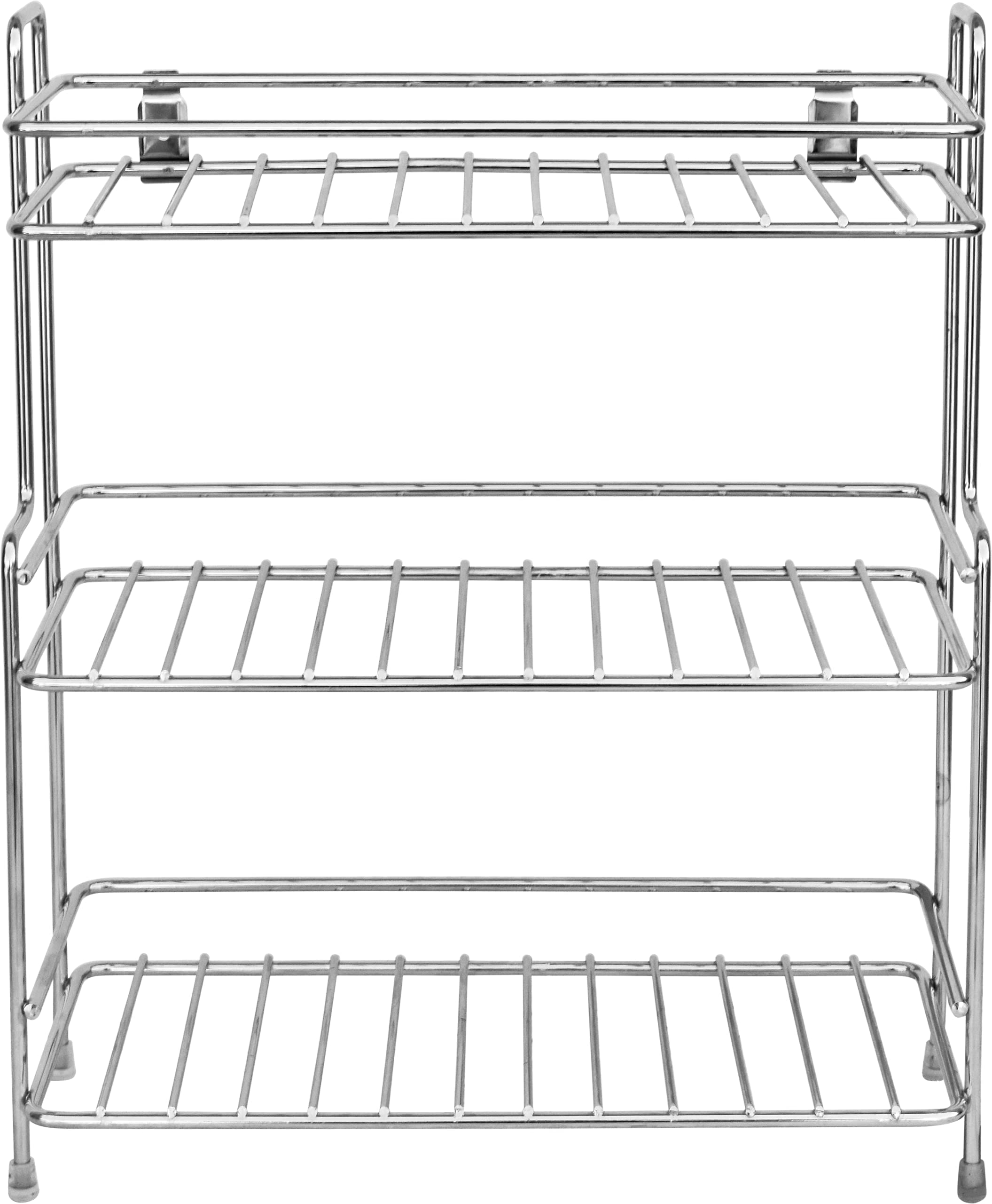 Plantex Stainless Steel Bathroom Shelf - Stackable Organizer Rack for Bathroom & Kitchen Storage - Chrome Silver Bathroom Accessories - Perfect for Shower, Vanity & Closet Organization