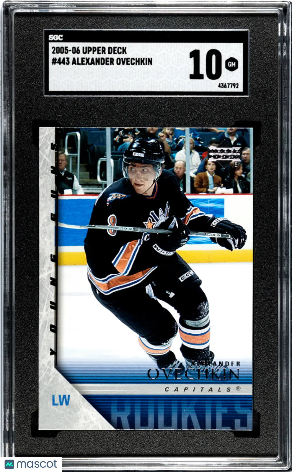 2005-06 Upper Deck Series 2 Hockey Alexander Ovechkin Young Guns SGC 10 #443 Rookie Card - Perfect for Collectors, Investors & Hockey Fans Display