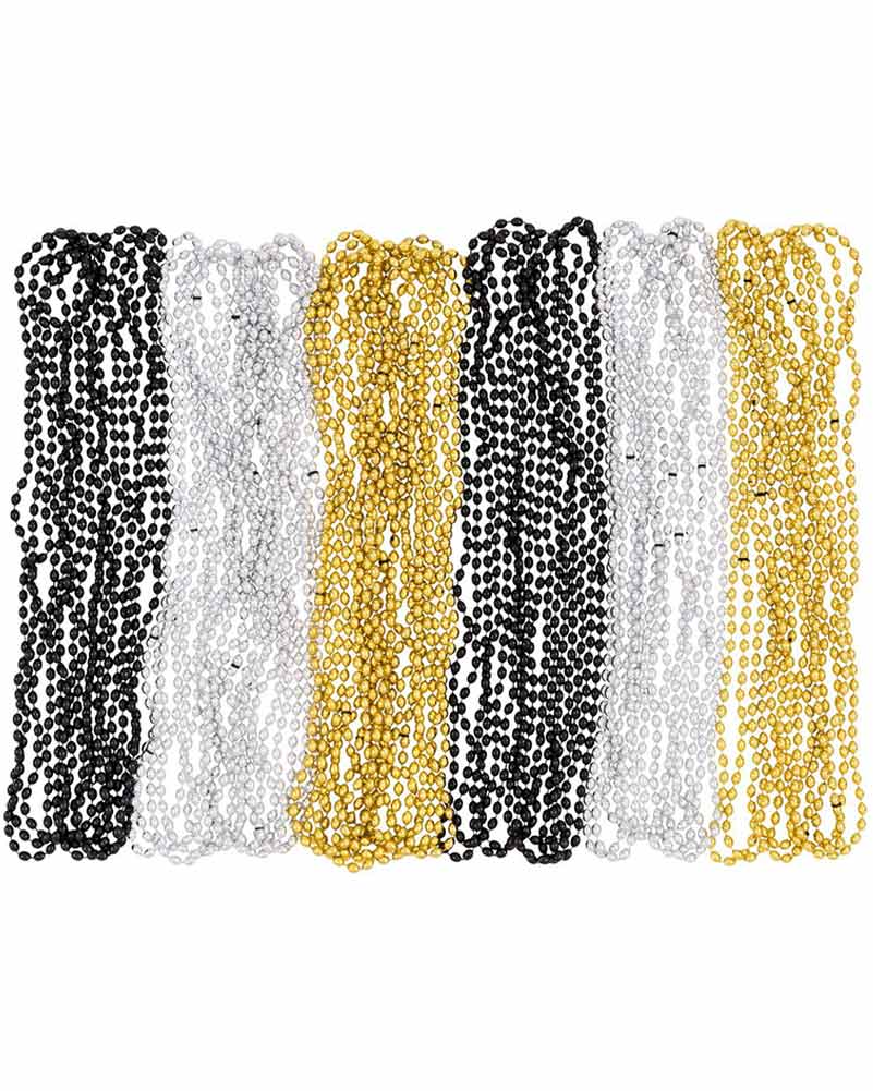 20s Style Glitz and Glam Plastic Beaded Necklaces - Pack of 50 for Flapper Costumes, Gatsby Parties, and Vintage Themed Events