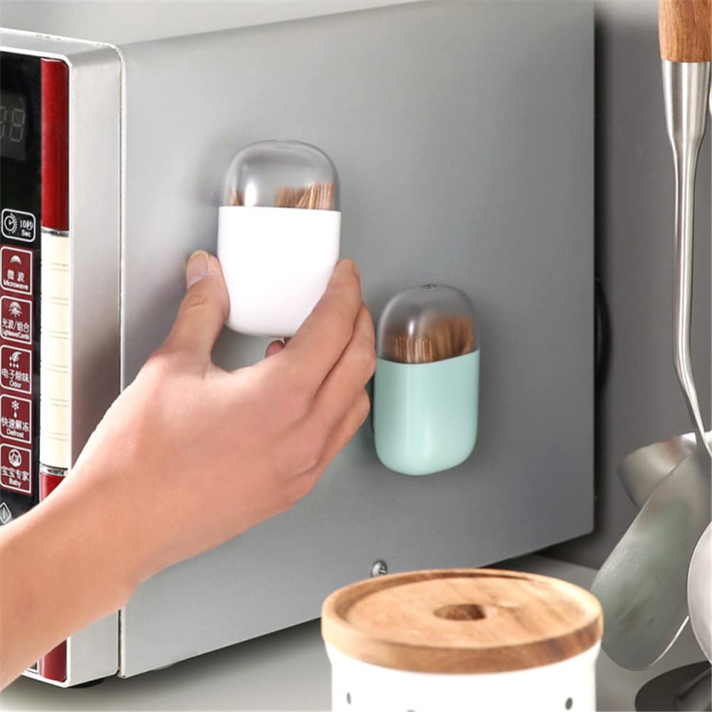 Wpond Magnetic Toothpick Holder - Refrigerator & Microwave Oven Dispenser with Strong Magnet, Rustproof Stainless Steel Toothpick Box - Perfect for Kitchen, Office, Camping and Travel (Brown)
