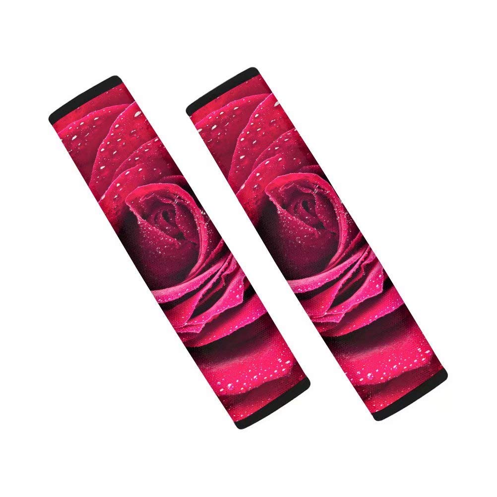 Dellukee Universal Car Seat Belt Cover Pad - Soft Shoulder Protector for Adults, Kids, Toddlers - Comfortable for Cars, Trucks, SUVs, Airplanes & Backpack Straps (2 Pack, Rose) - Reduce Friction & Pressure During Long Drives & Travel