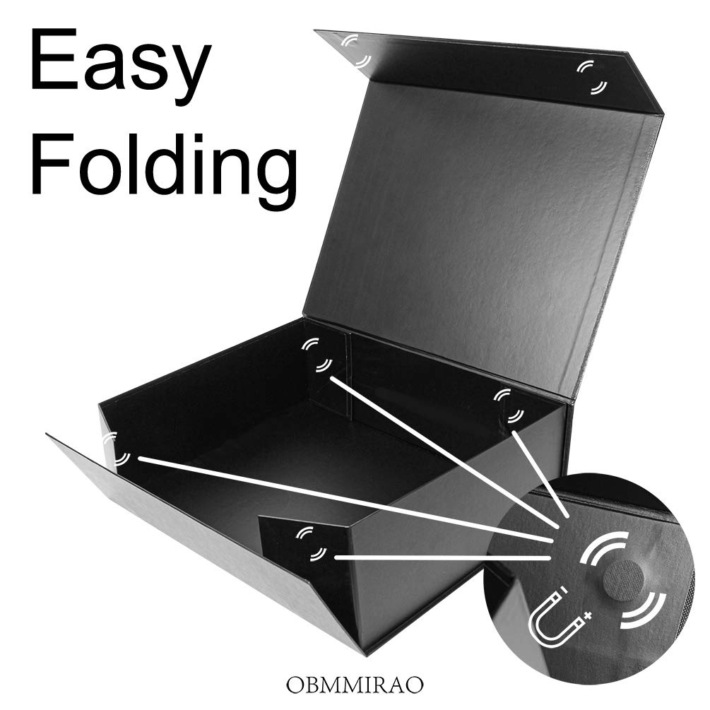13x9x4 Inch Black Magnetic Closure Gift Box - Foldable Reusable Storage Box for Groomsmen Proposals, Bridesmaid Gifts, Jewelry & Clothing | Wedding, Birthday, Anniversary Gift Packaging Solution