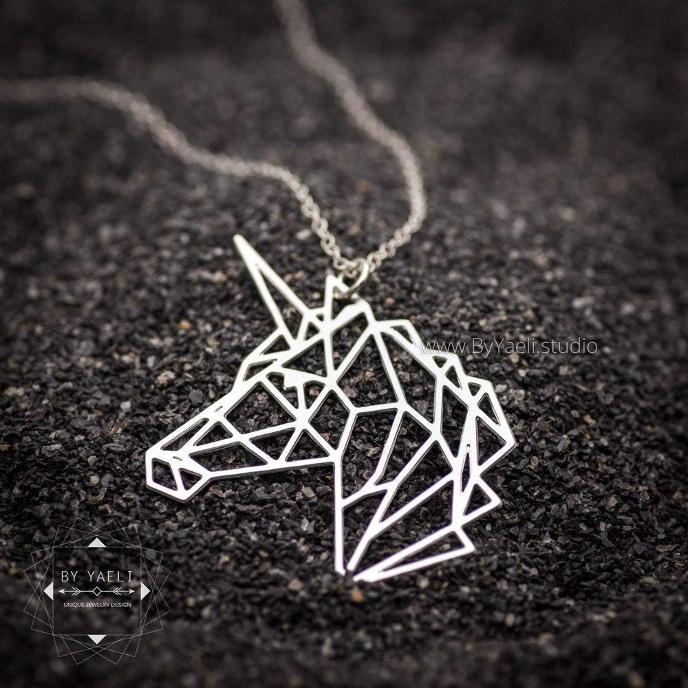 Silver Unicorn Origami Necklace - Fantasy Jewelry for Women, Geometric Unicorn Pendant Gift for Birthday, Christmas & Special Occasions | Perfect for Cosplay, Fantasy Lovers & Gift Giving