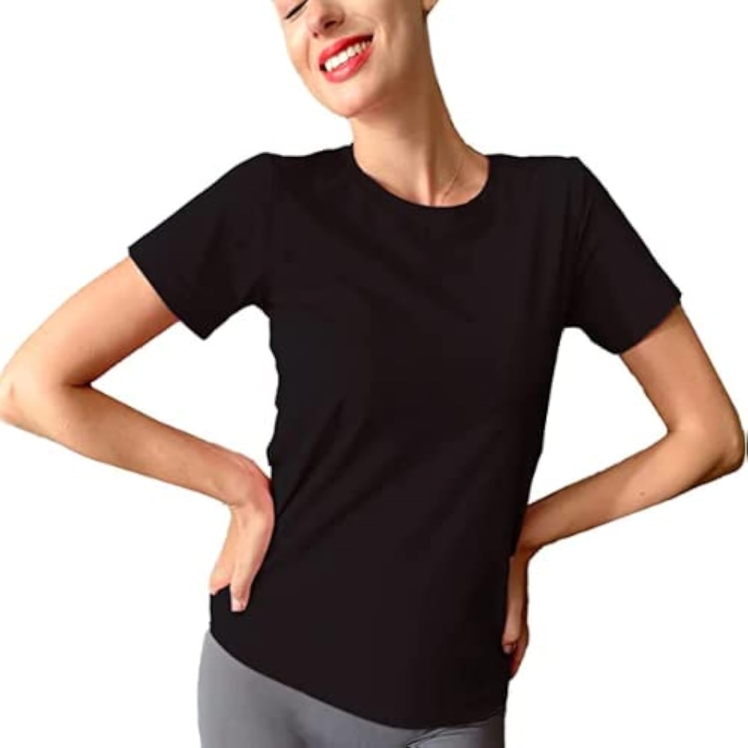 Women's Basic Crew Neck Short Sleeve T-Shirts - Soft Cool Wicking Quick Dry White Tee for Everyday Wear & Summer Outfits