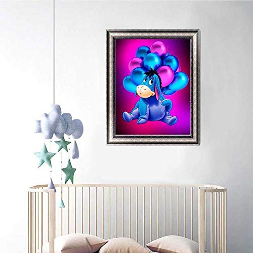 BETTER SELECTION DIY 5D Diamond Painting Kit for Adults - Cute Eeyore Donkey Balloon Full Drill Cross Stitch Embroidery Art Craft, 11.8x15.7 Inch Home Wall Decor, Gift for Relaxation & Stress Relief