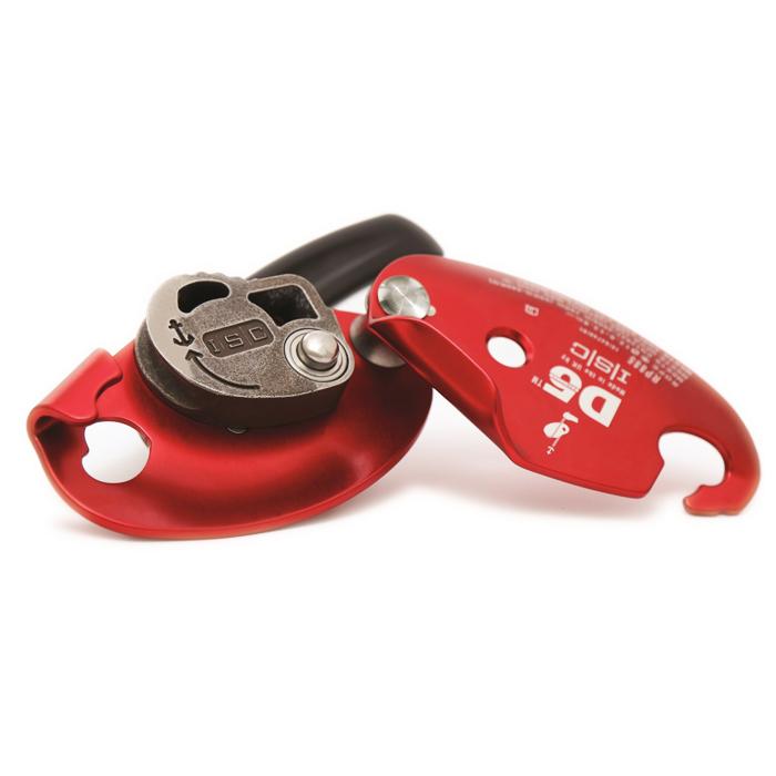ISC D5 Industrial Descender - Professional Rope Descender for Climbing, Rappelling & Rescue Operations - Heavy Duty Red Aluminum Descender for Safety & Speed Control