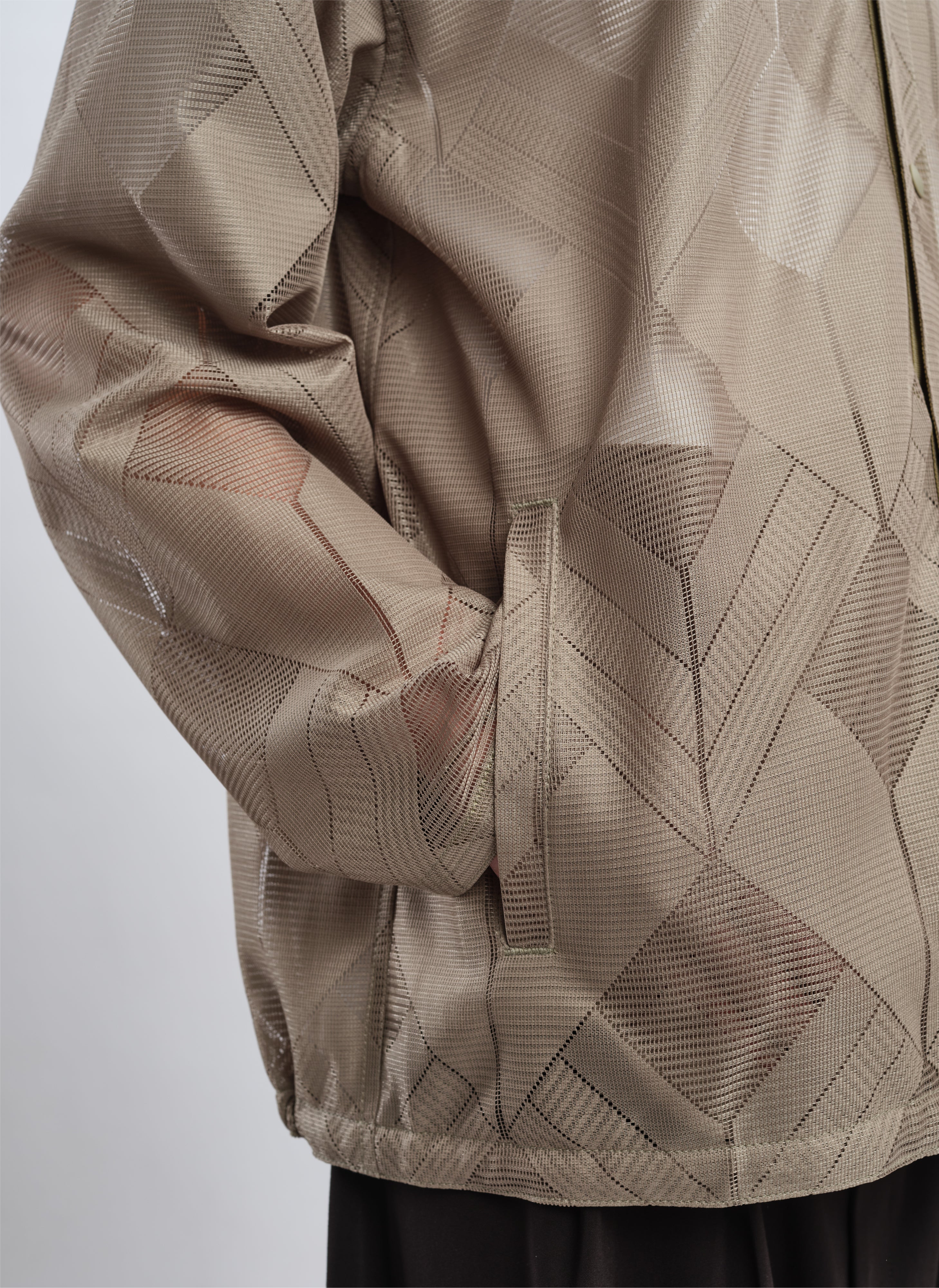 Stylish Polyester Geometric Jacquard Coach Jacket for Men & Women - Lightweight Windbreaker for Outdoor Sports, Casual Wear & Street Fashion