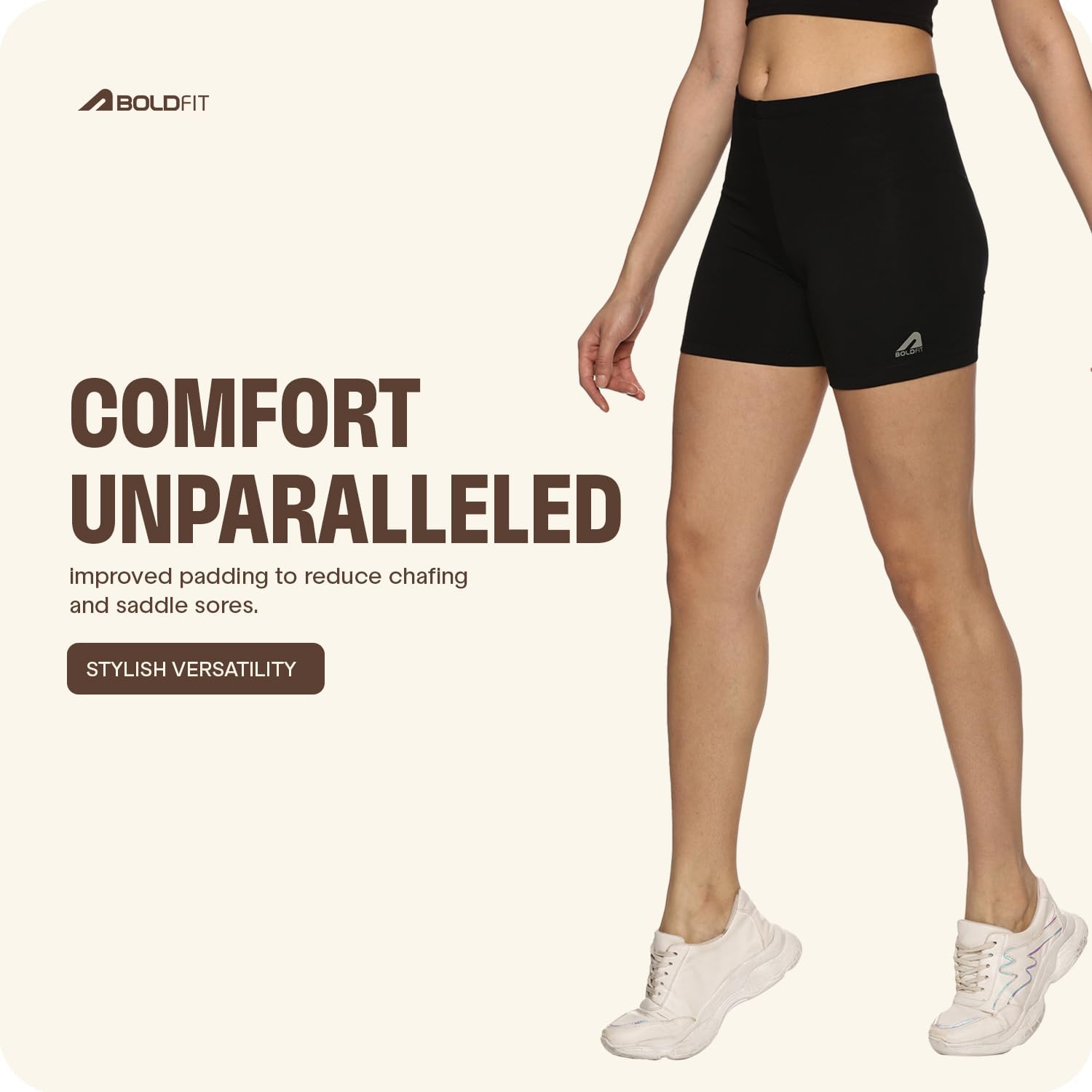 Boldfit Women's Stretchable High-Waist Cycling Shorts - Skin Fit Gym Running Yoga Sports Tights - Perfect for Workouts, Cycling, Yoga & Casual Wear