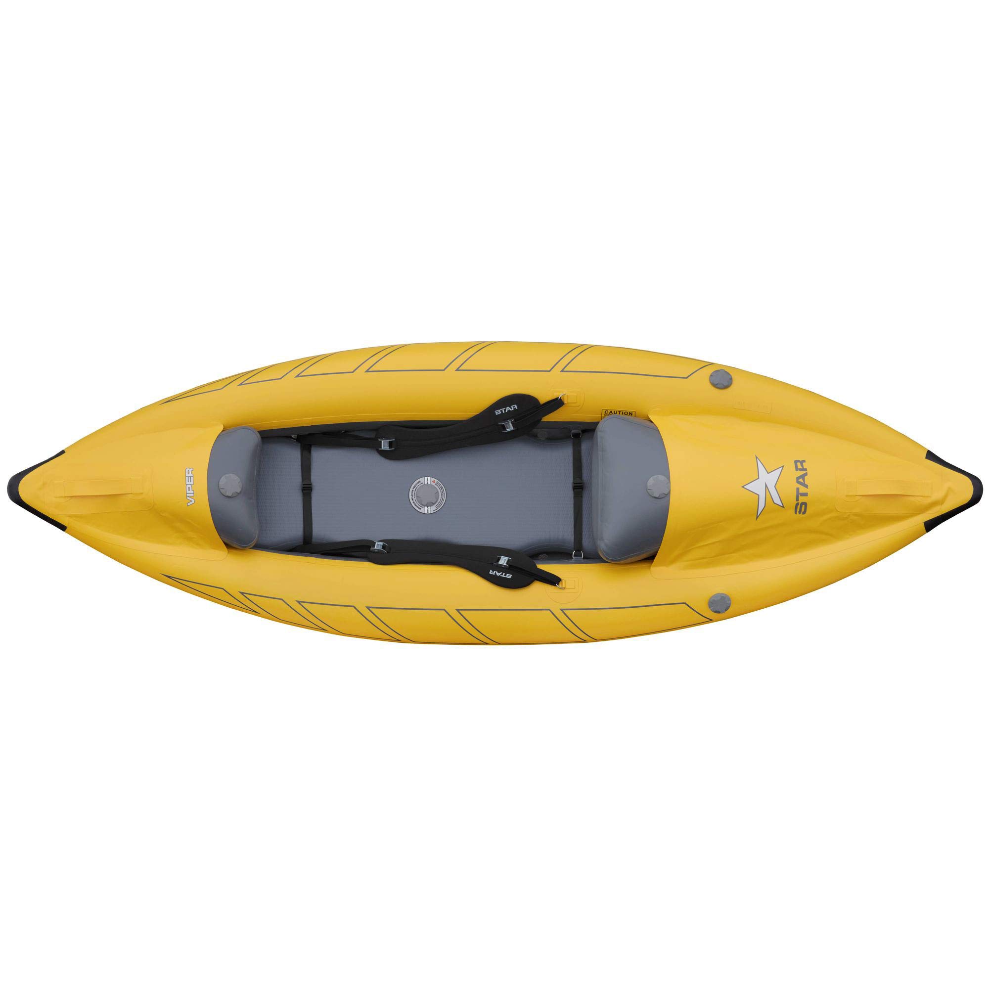 **Star Viper Inflatable Kayak - Portable & Lightweight for Lakes, Rivers & Ocean - Yellow**    **使用场景:** Perfect for solo adventurers, fishing trips, or family outings on calm waters.