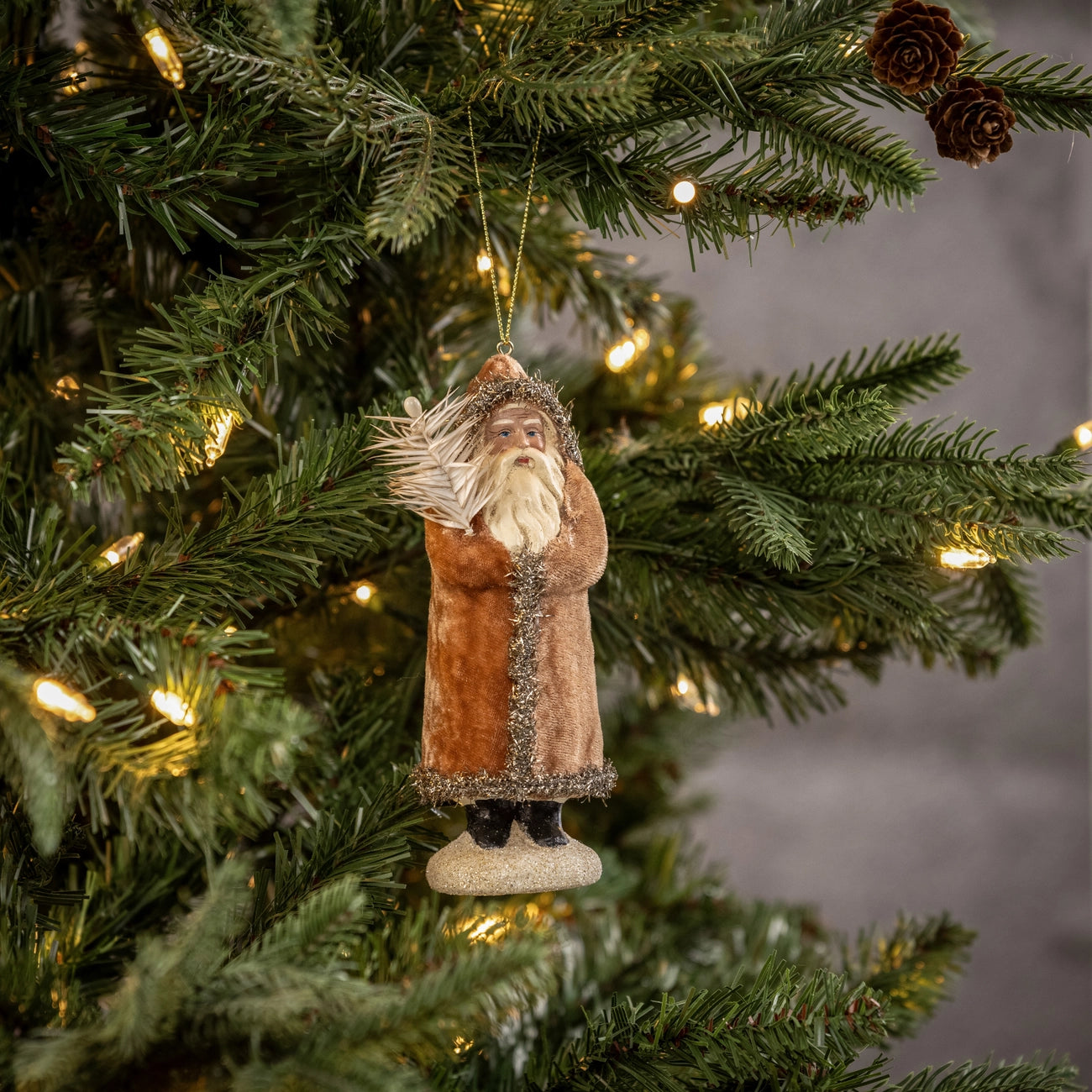 Ginger & Silver Belsnickle Christmas Ornament Collection - Handcrafted Holiday Decor for Tree, Mantel & Festive Home Decorating